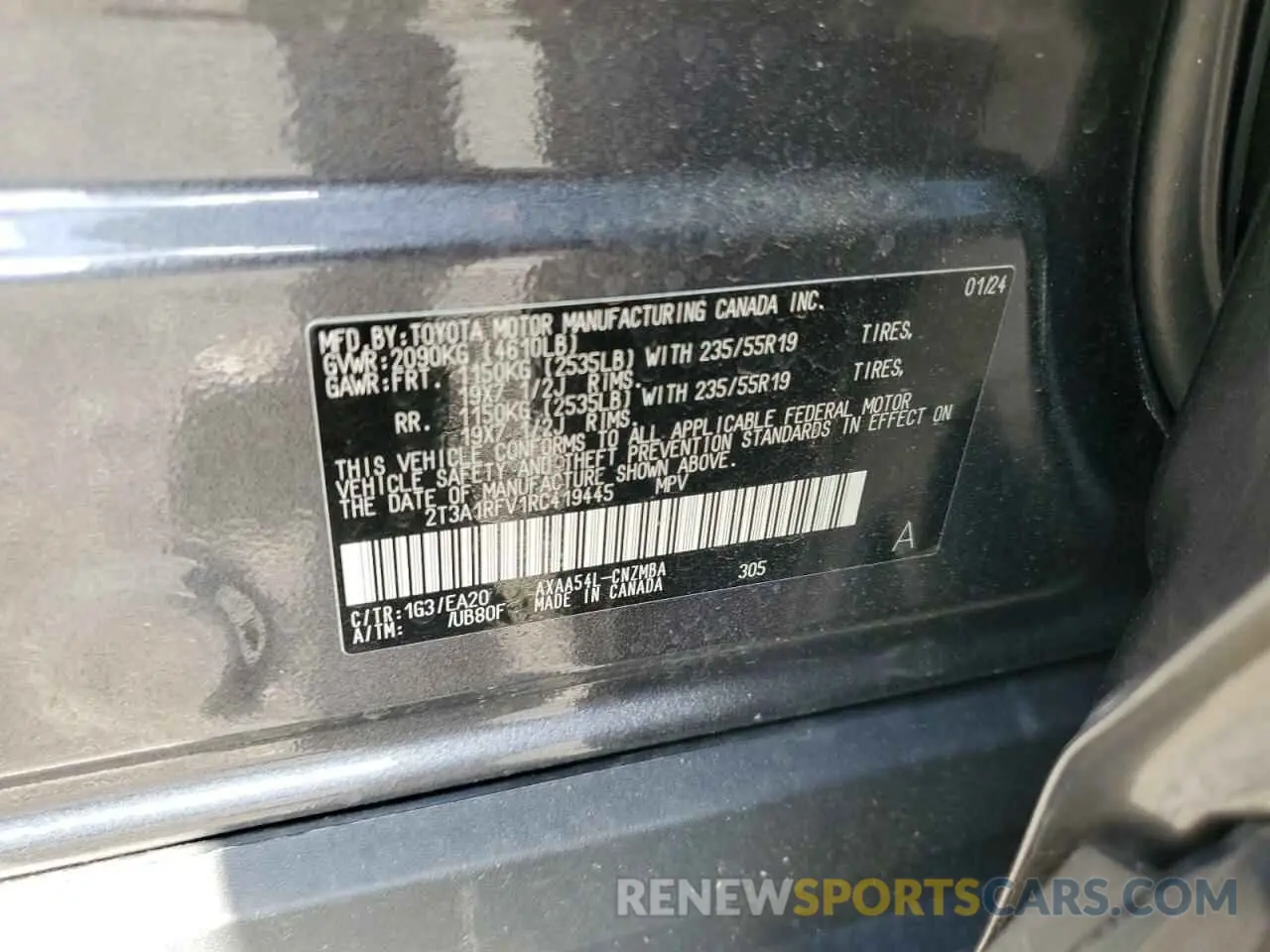 13 Photograph of a damaged car 2T3A1RFV1RC419445 TOYOTA RAV4 2024