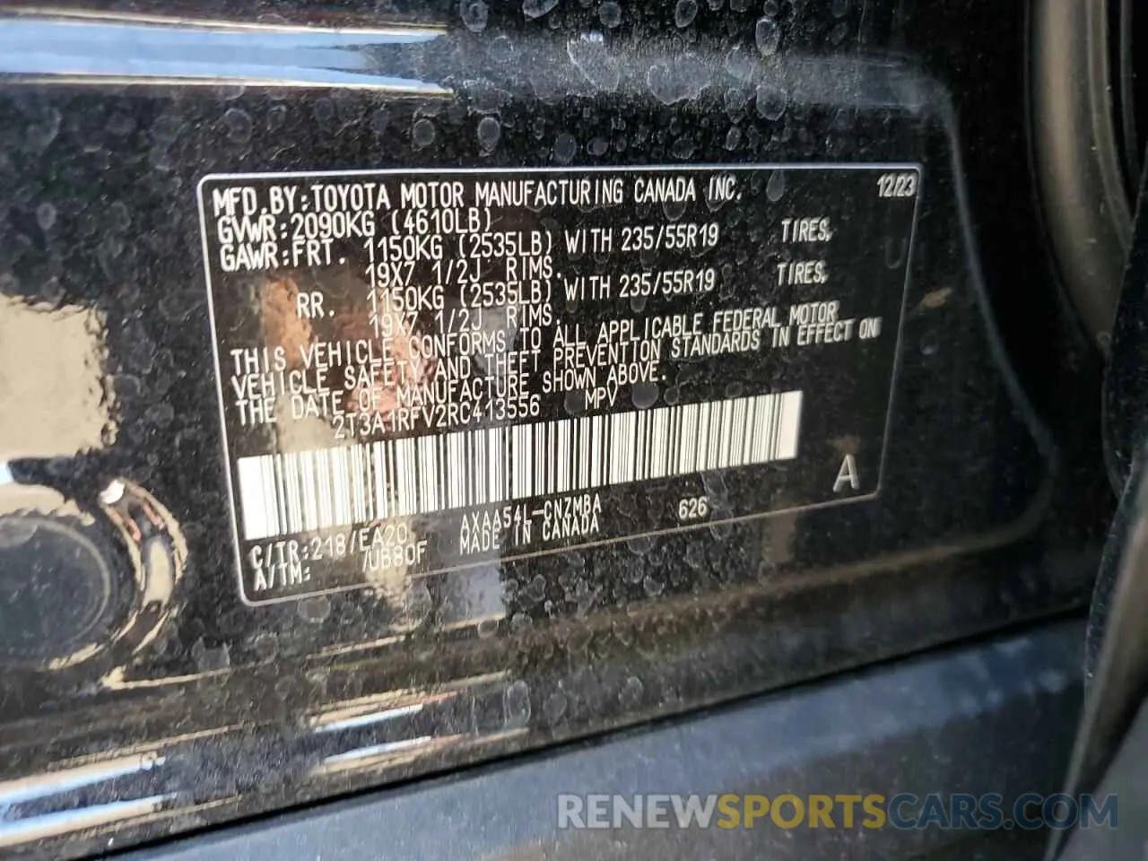 12 Photograph of a damaged car 2T3A1RFV2RC413556 TOYOTA RAV4 2024