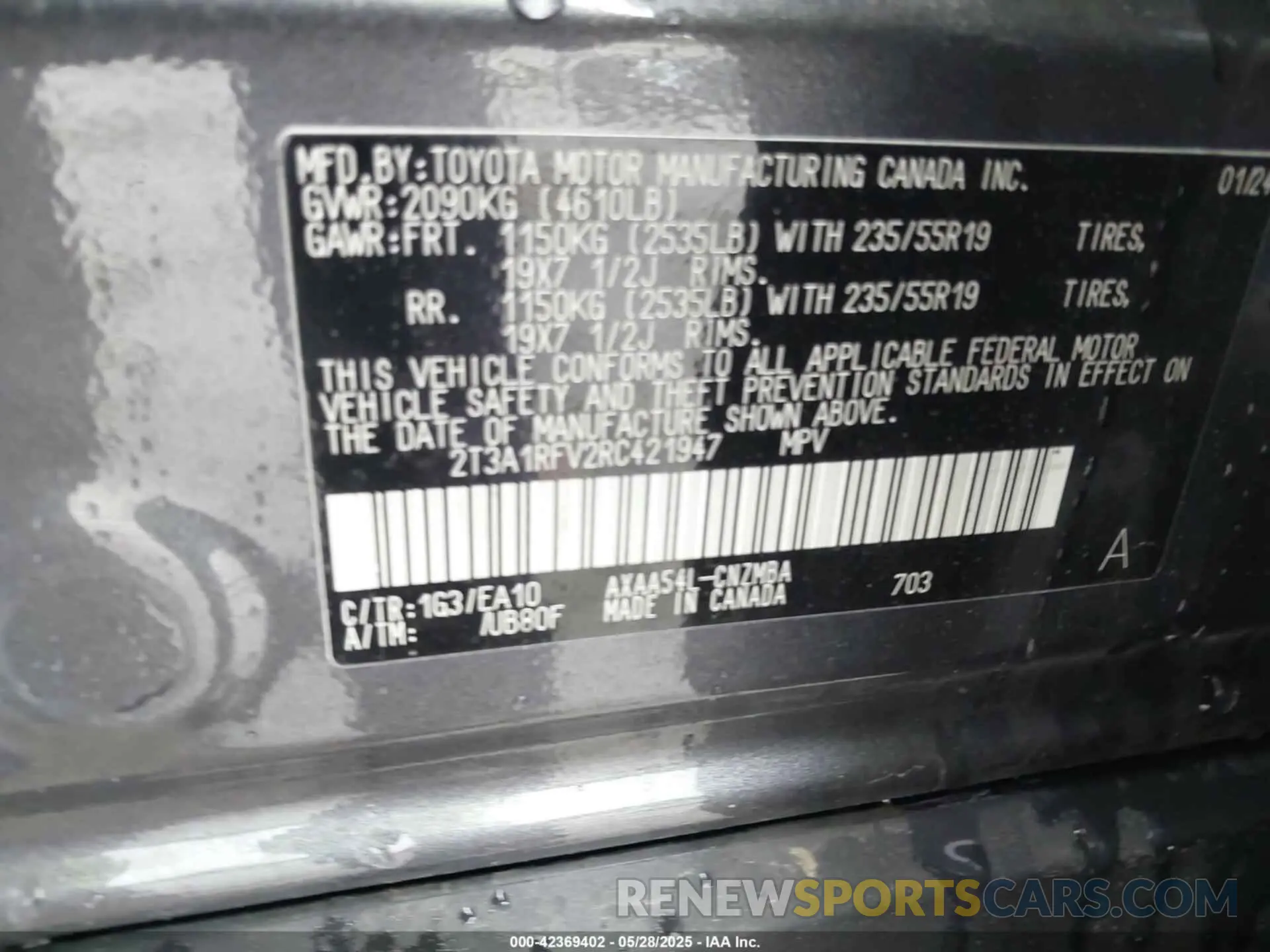9 Photograph of a damaged car 2T3A1RFV2RC421947 TOYOTA RAV4 2024