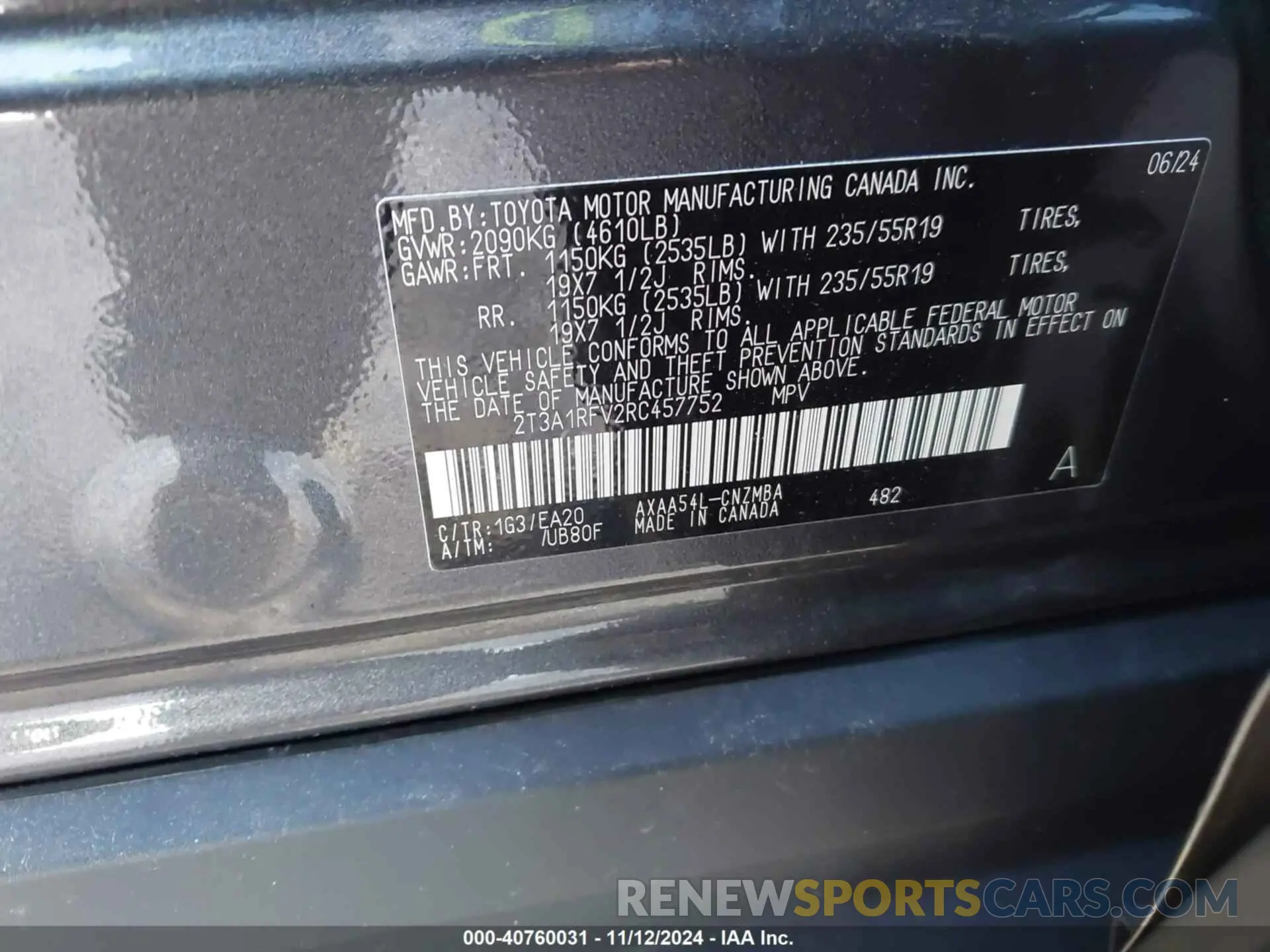 9 Photograph of a damaged car 2T3A1RFV2RC457752 TOYOTA RAV4 2024