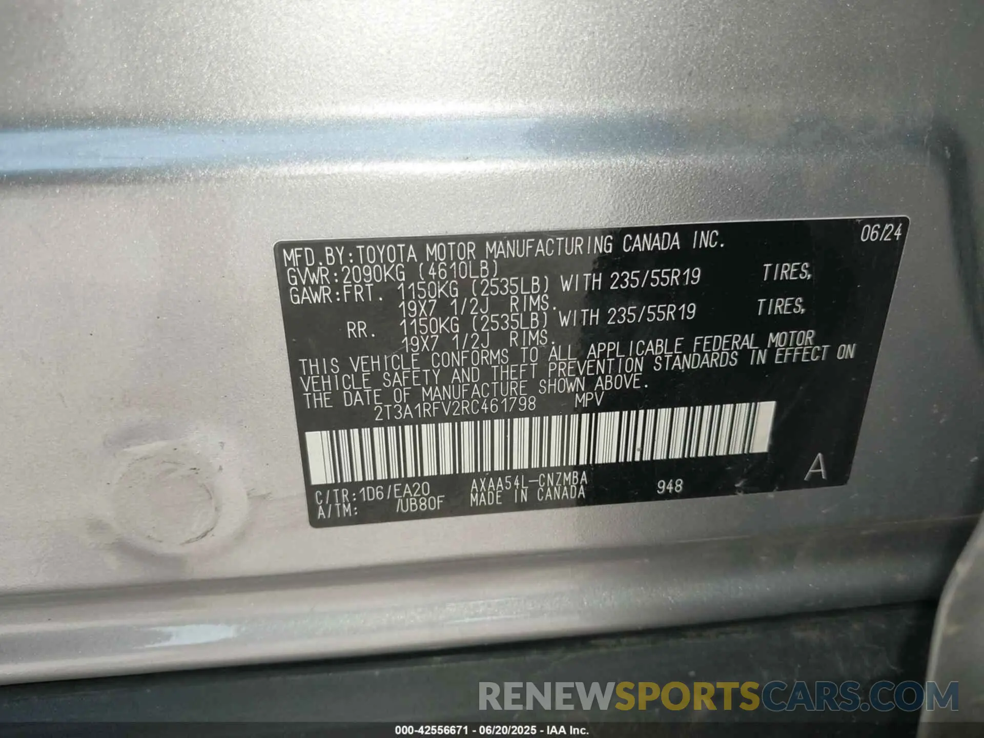 9 Photograph of a damaged car 2T3A1RFV2RC461798 TOYOTA RAV4 2024