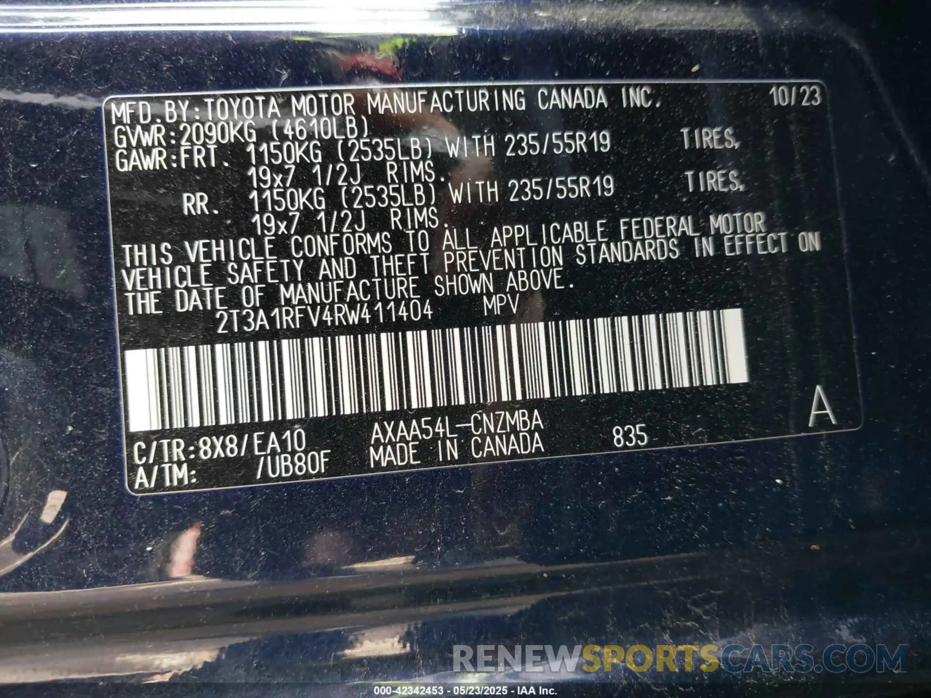 9 Photograph of a damaged car 2T3A1RFV4RW411404 TOYOTA RAV4 2024