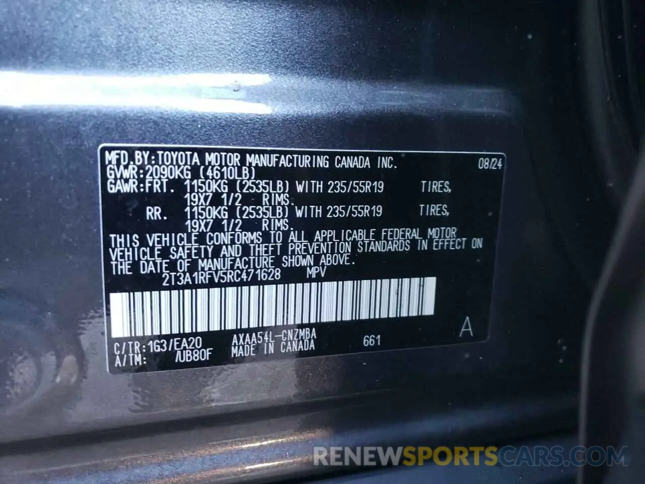 13 Photograph of a damaged car 2T3A1RFV5RC471628 TOYOTA RAV4 2024