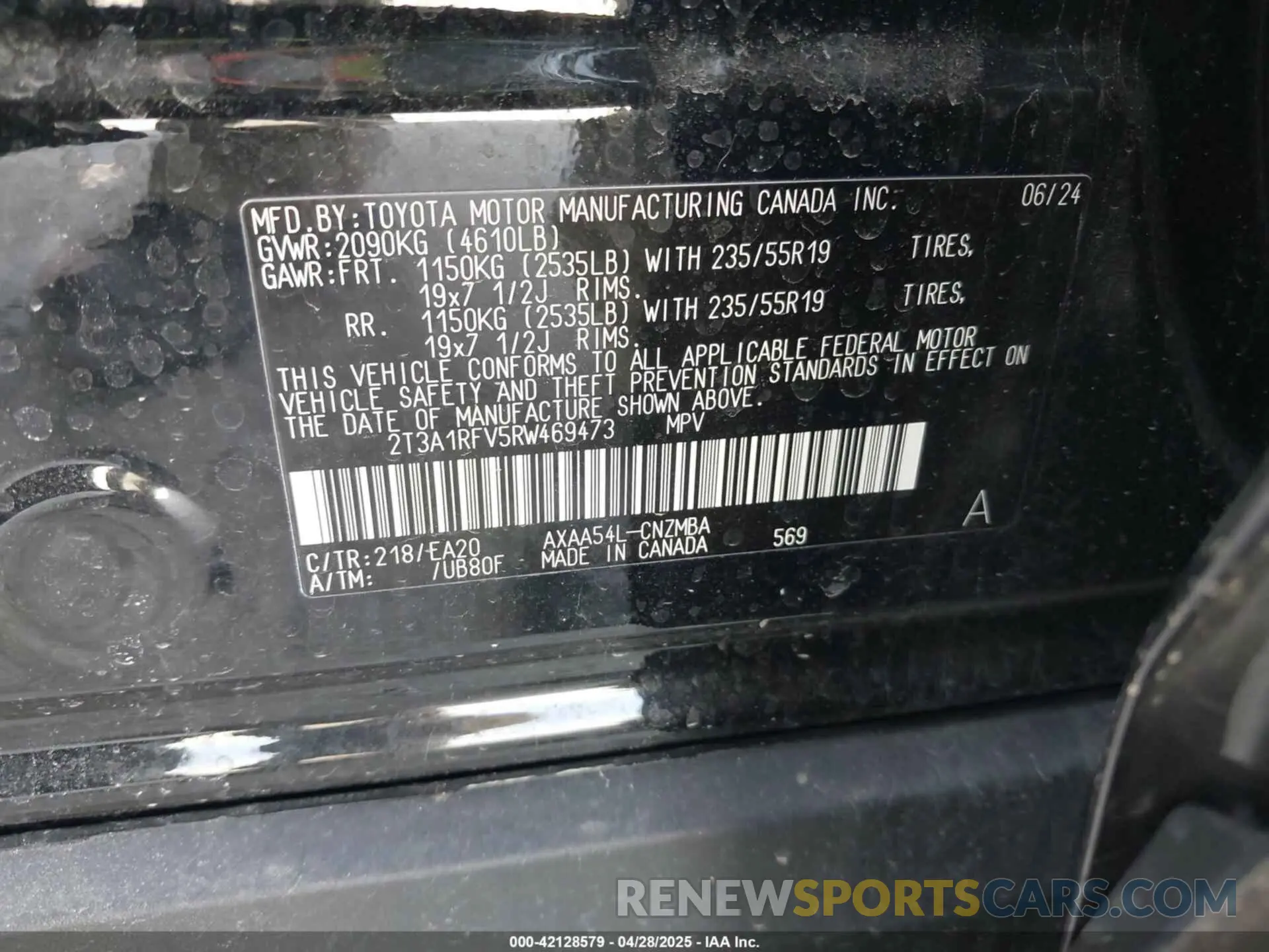 9 Photograph of a damaged car 2T3A1RFV5RW469473 TOYOTA RAV4 2024