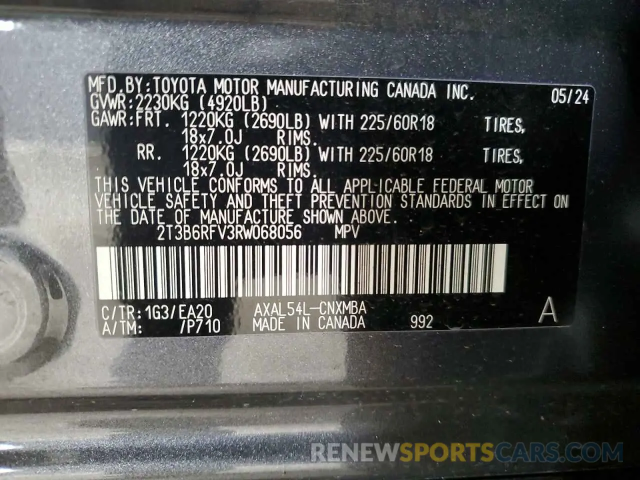 13 Photograph of a damaged car 2T3B6RFV3RW068056 TOYOTA RAV4 2024