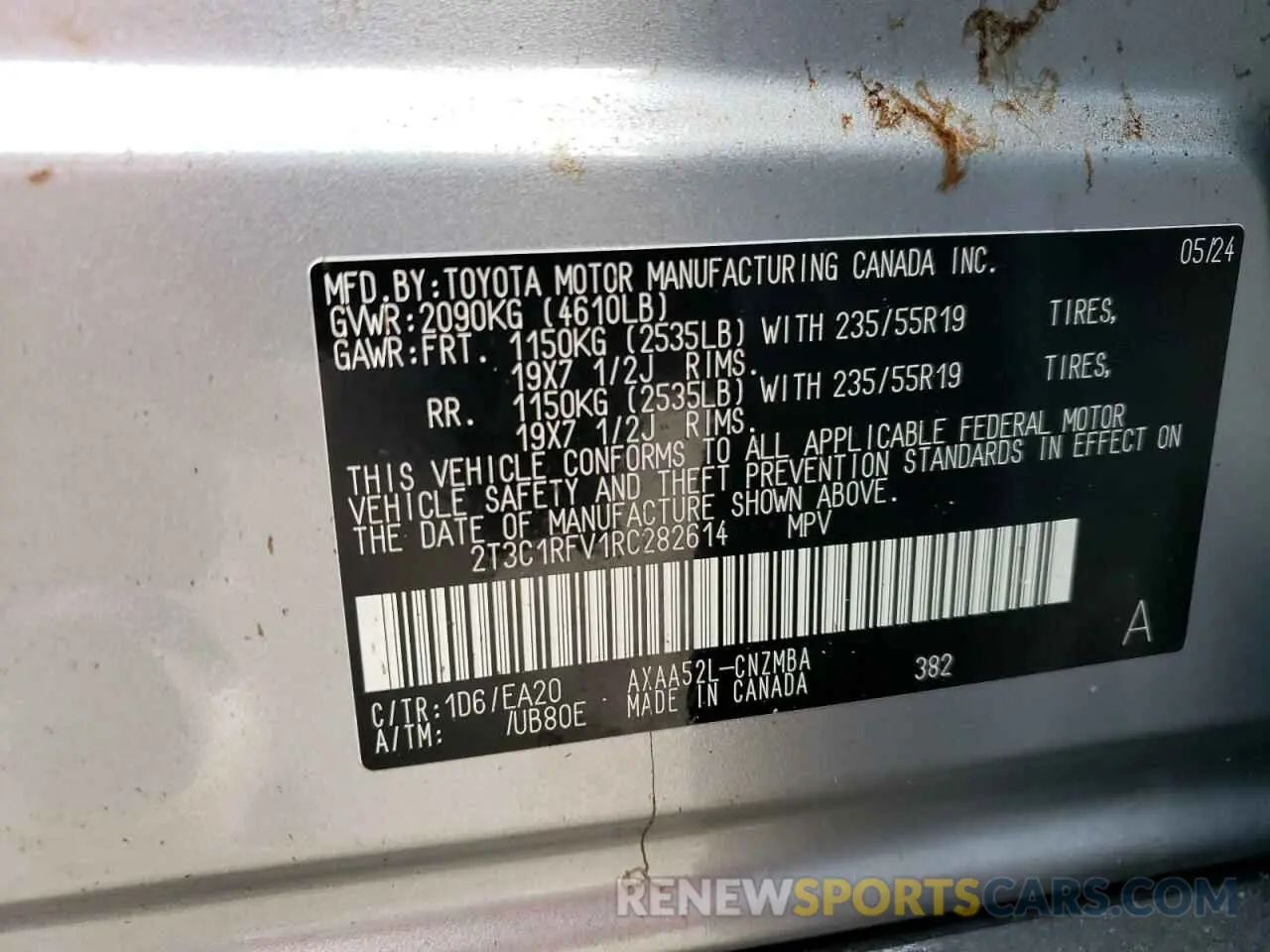 14 Photograph of a damaged car 2T3C1RFV1RC282614 TOYOTA RAV4 2024
