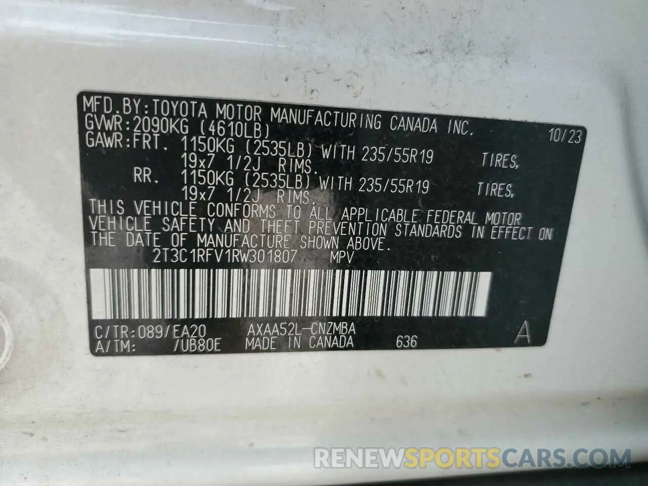 13 Photograph of a damaged car 2T3C1RFV1RW301807 TOYOTA RAV4 2024