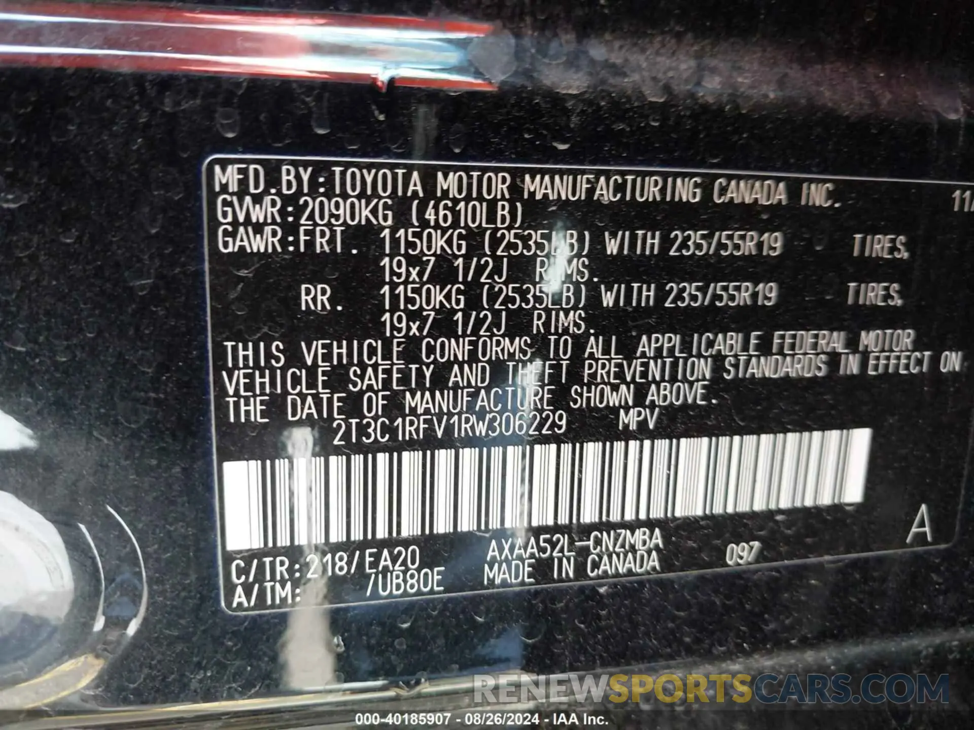 9 Photograph of a damaged car 2T3C1RFV1RW306229 TOYOTA RAV4 2024
