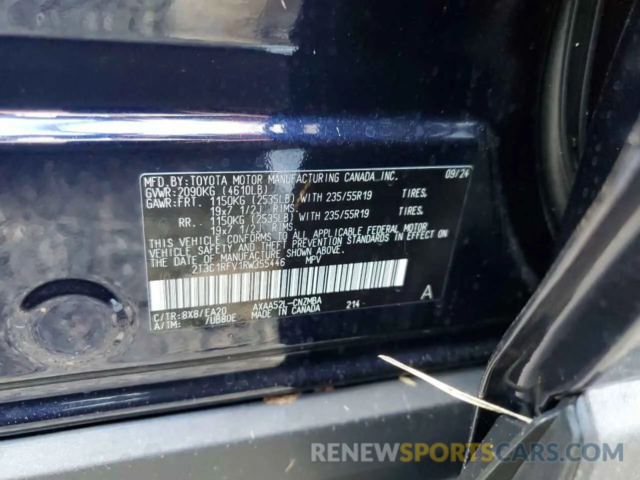 14 Photograph of a damaged car 2T3C1RFV1RW355446 TOYOTA RAV4 2024