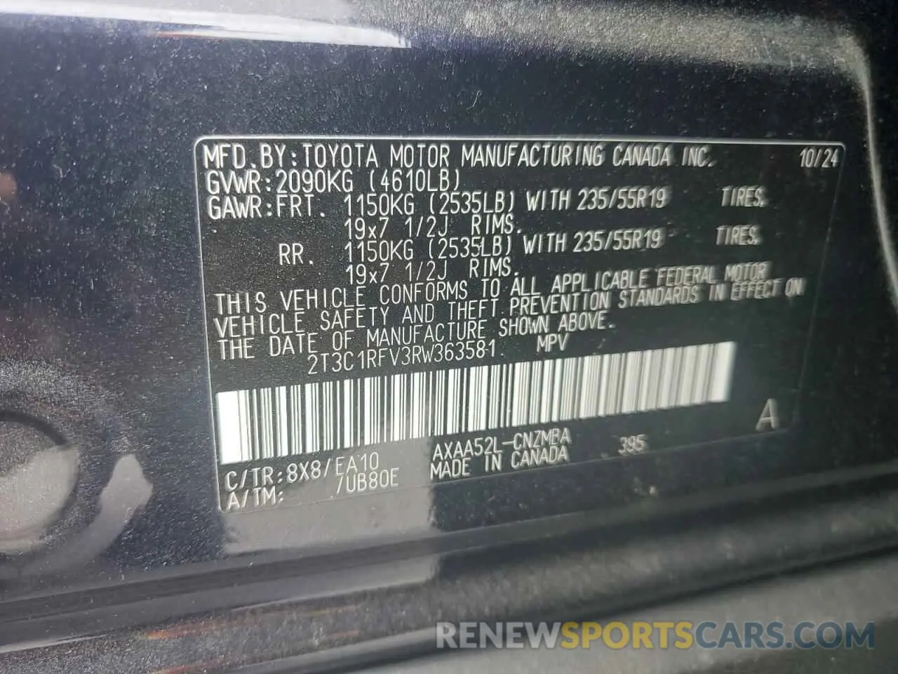 15 Photograph of a damaged car 2T3C1RFV3RW363581 TOYOTA RAV4 2024
