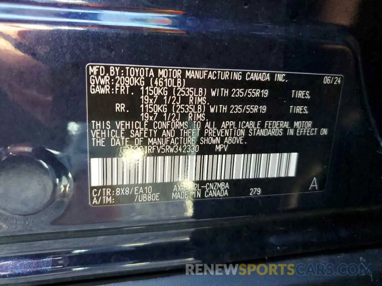 14 Photograph of a damaged car 2T3C1RFV5RW342330 TOYOTA RAV4 2024