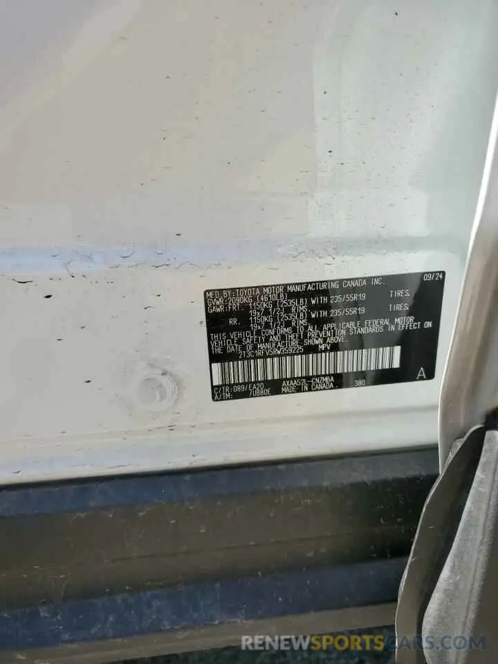 13 Photograph of a damaged car 2T3C1RFV5RW359225 TOYOTA RAV4 2024