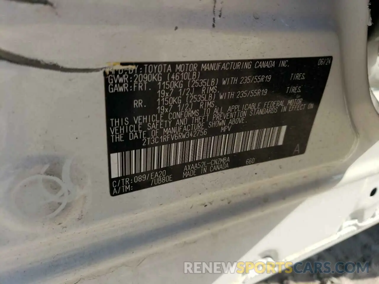 12 Photograph of a damaged car 2T3C1RFV6RW342756 TOYOTA RAV4 2024