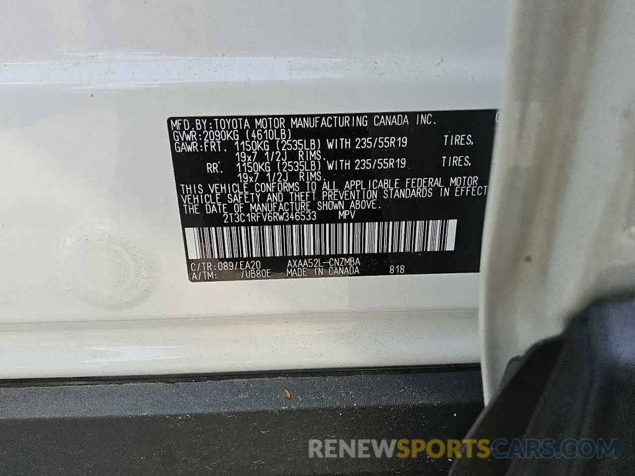 13 Photograph of a damaged car 2T3C1RFV6RW346533 TOYOTA RAV4 2024