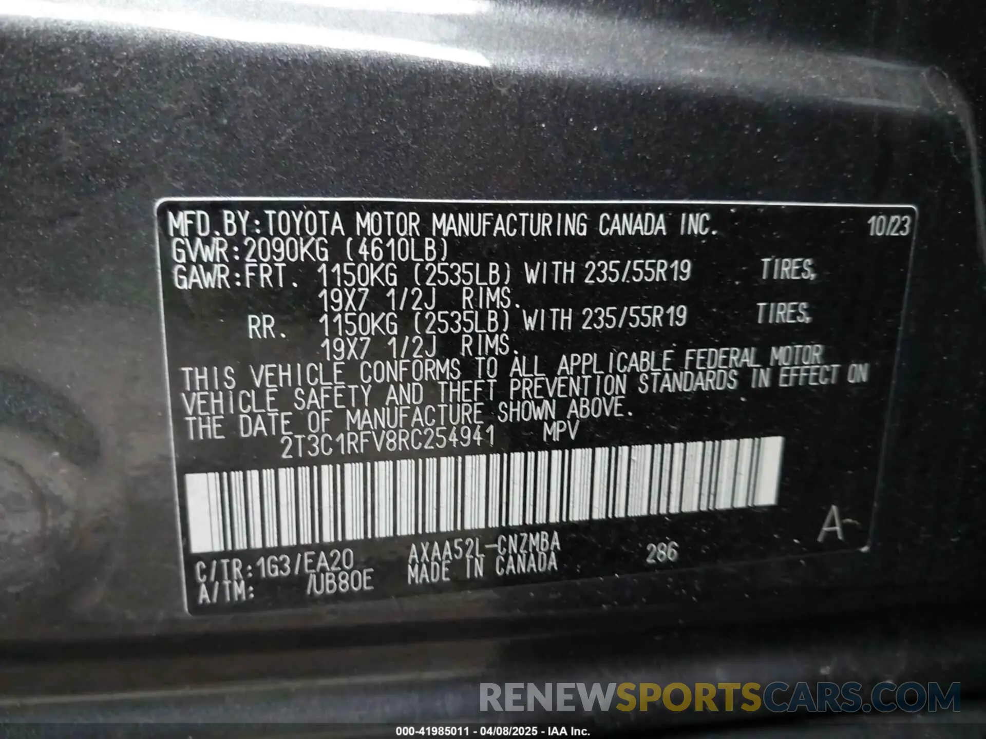 9 Photograph of a damaged car 2T3C1RFV8RC254941 TOYOTA RAV4 2024