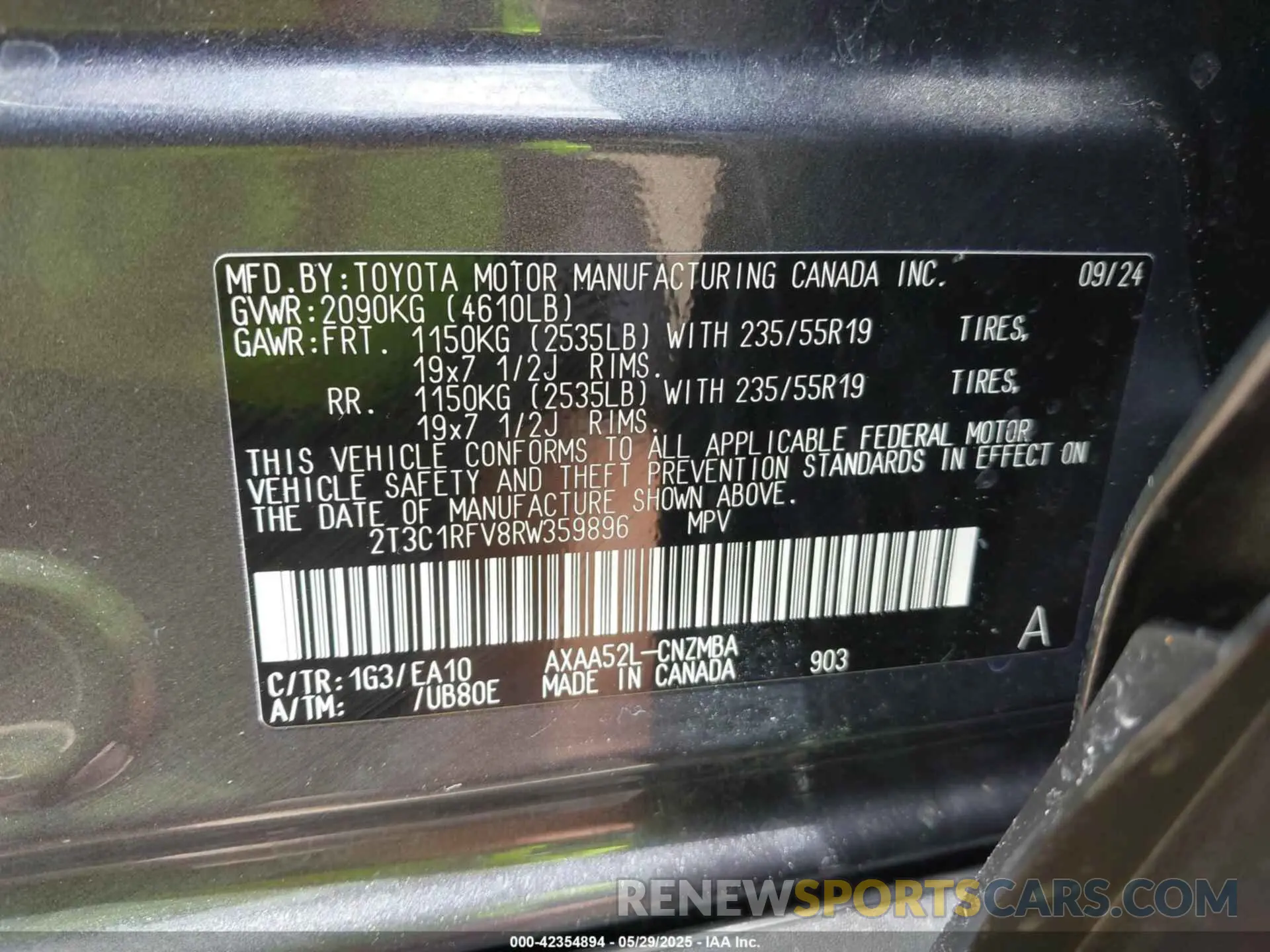 9 Photograph of a damaged car 2T3C1RFV8RW359896 TOYOTA RAV4 2024