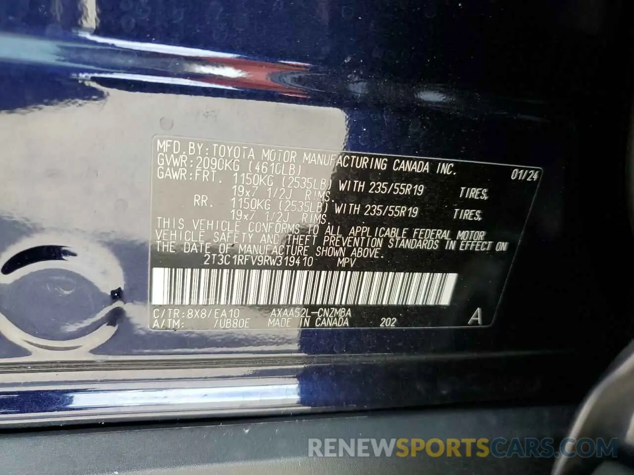 13 Photograph of a damaged car 2T3C1RFV9RW319410 TOYOTA RAV4 2024