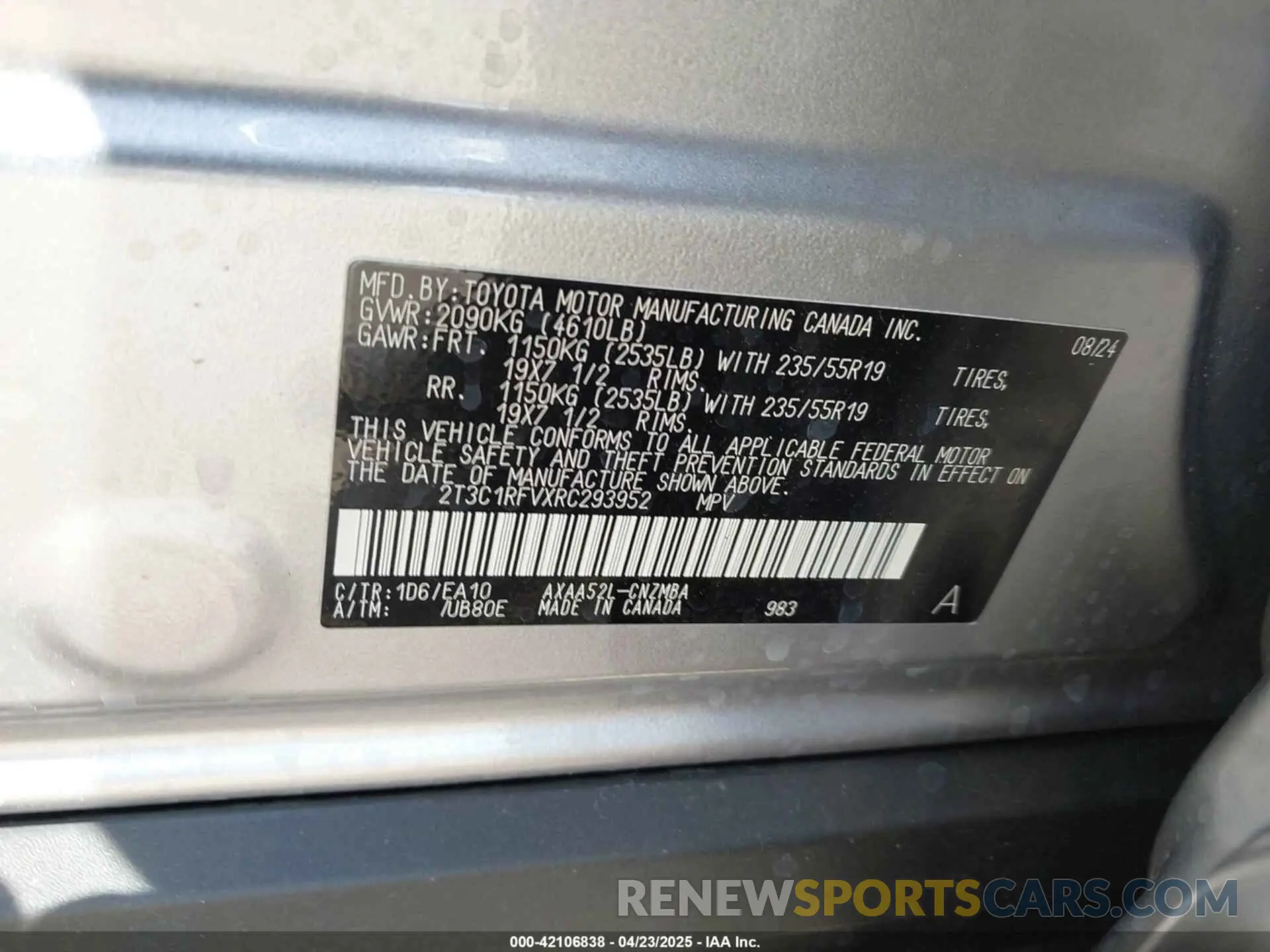 9 Photograph of a damaged car 2T3C1RFVXRC293952 TOYOTA RAV4 2024