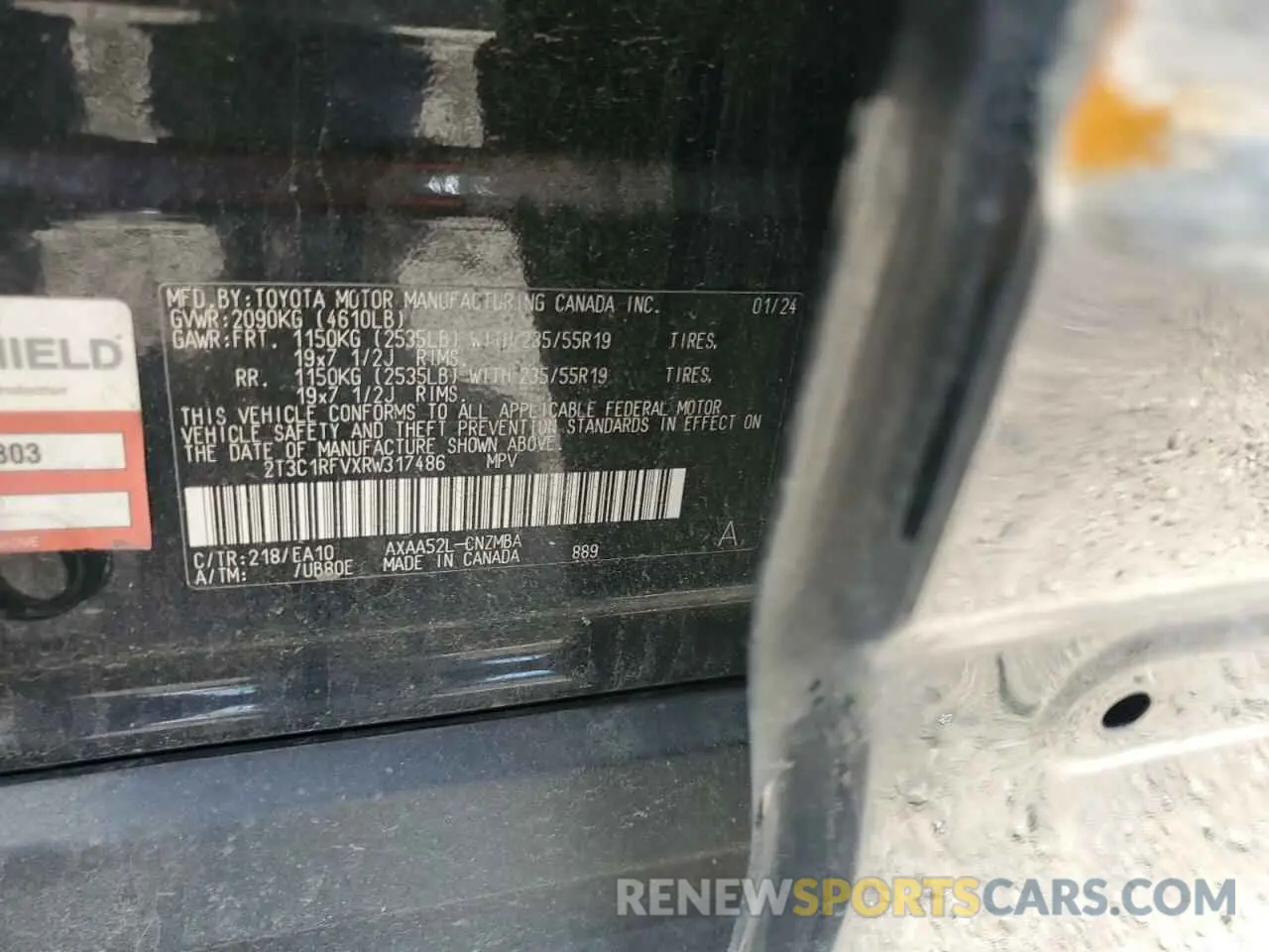 13 Photograph of a damaged car 2T3C1RFVXRW317486 TOYOTA RAV4 2024