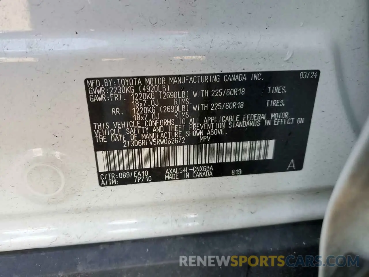 12 Photograph of a damaged car 2T3D6RFV5RW062672 TOYOTA RAV4 2024