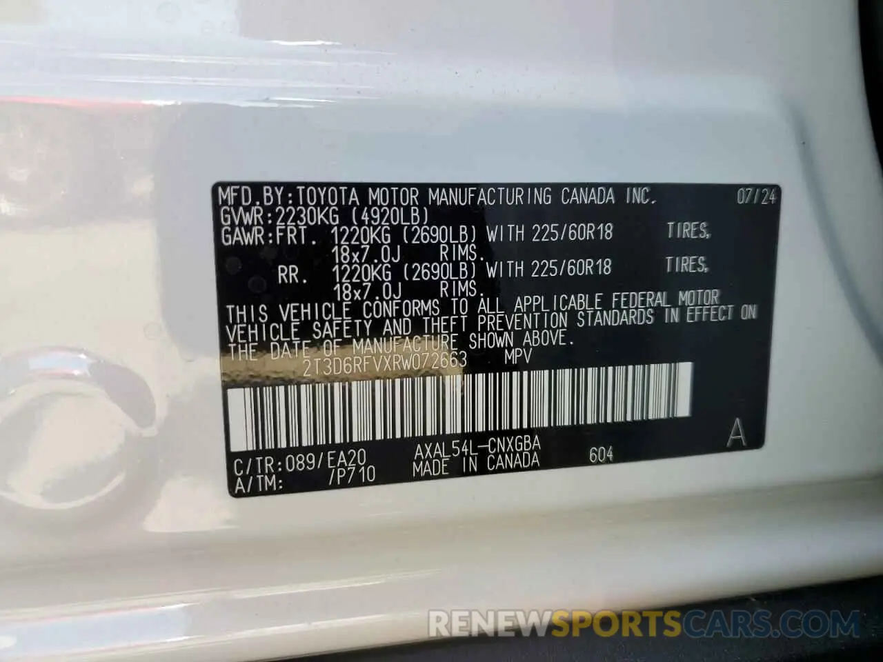 13 Photograph of a damaged car 2T3D6RFVXRW072663 TOYOTA RAV4 2024