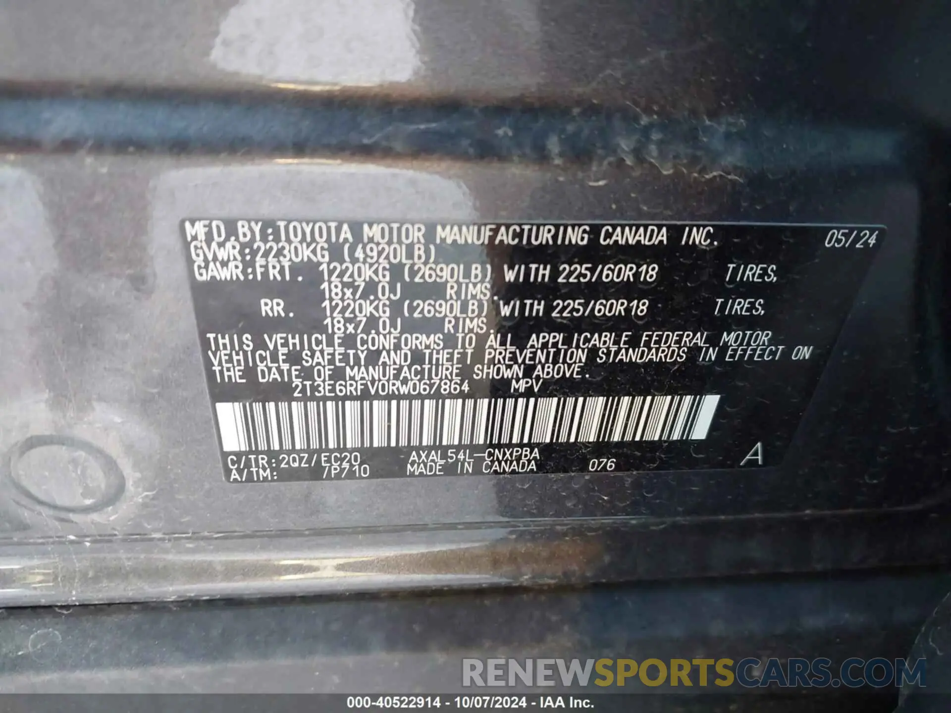 9 Photograph of a damaged car 2T3E6RFV0RW067864 TOYOTA RAV4 2024