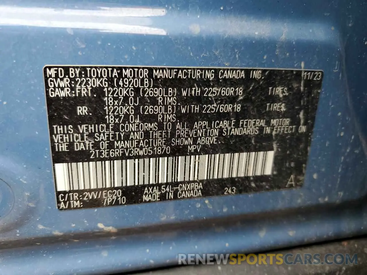 13 Photograph of a damaged car 2T3E6RFV3RW051870 TOYOTA RAV4 2024
