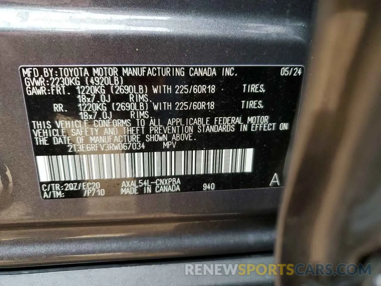 13 Photograph of a damaged car 2T3E6RFV3RW067034 TOYOTA RAV4 2024