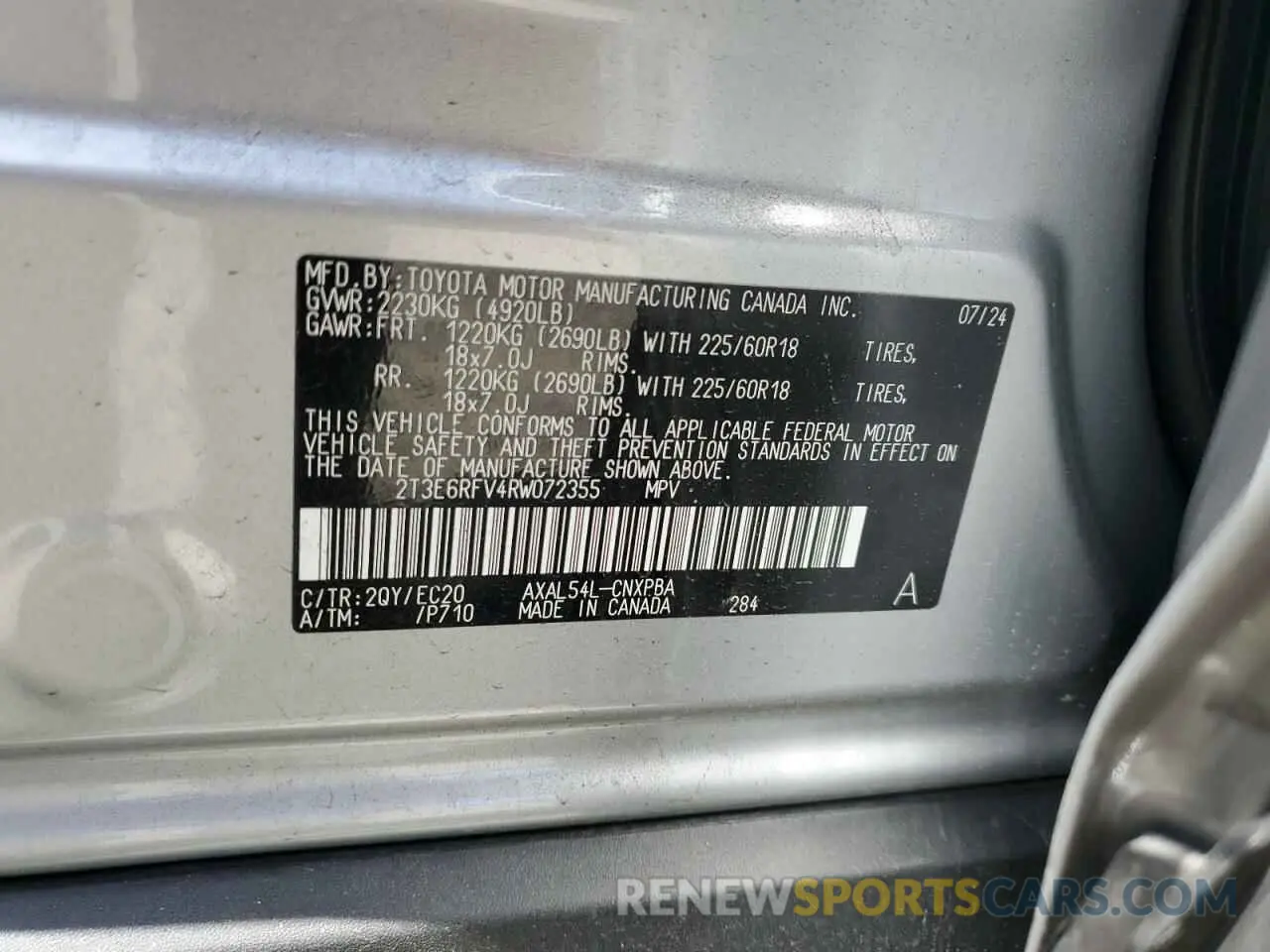 14 Photograph of a damaged car 2T3E6RFV4RW072355 TOYOTA RAV4 2024