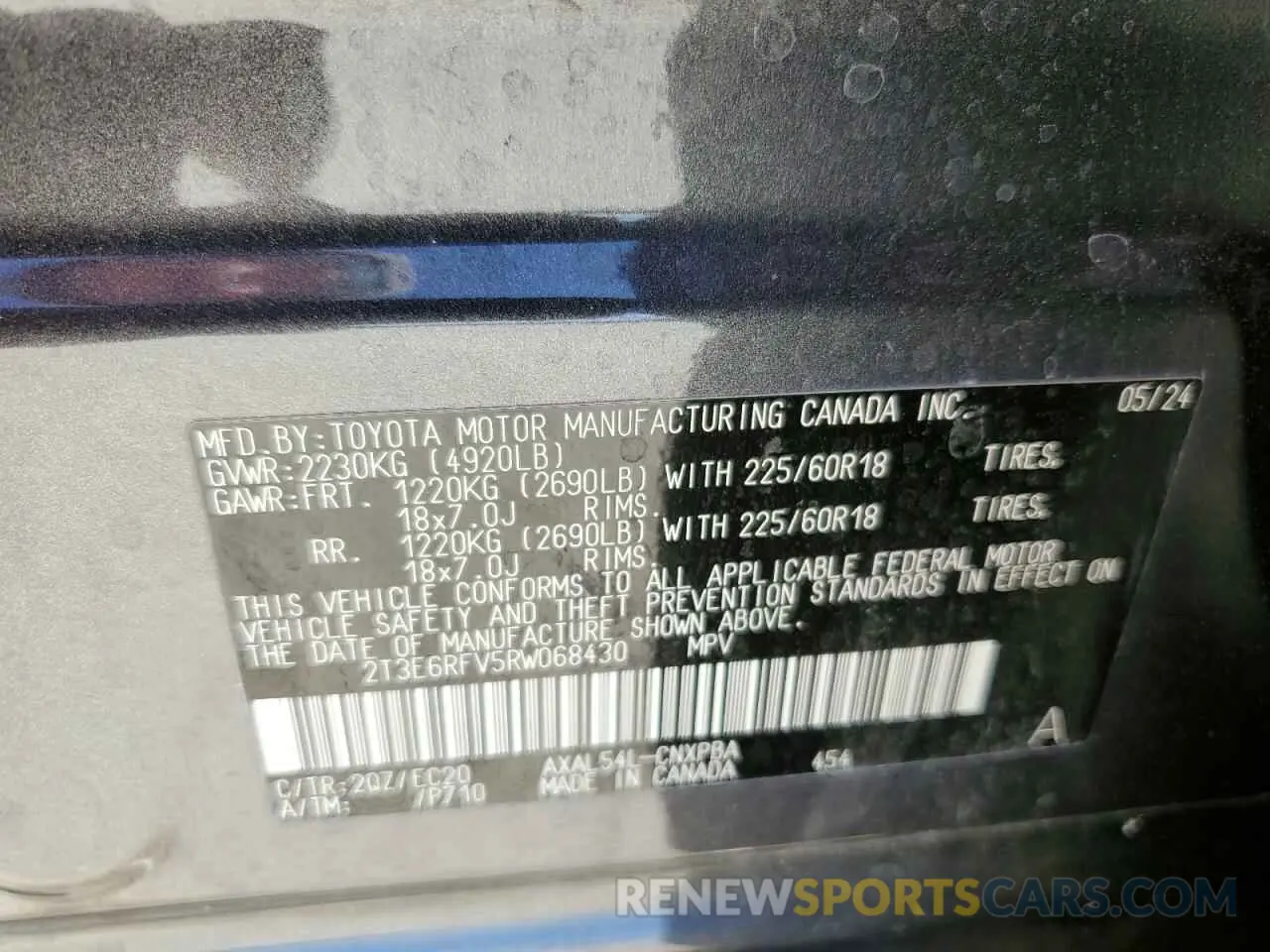 16 Photograph of a damaged car 2T3E6RFV5RW068430 TOYOTA RAV4 2024