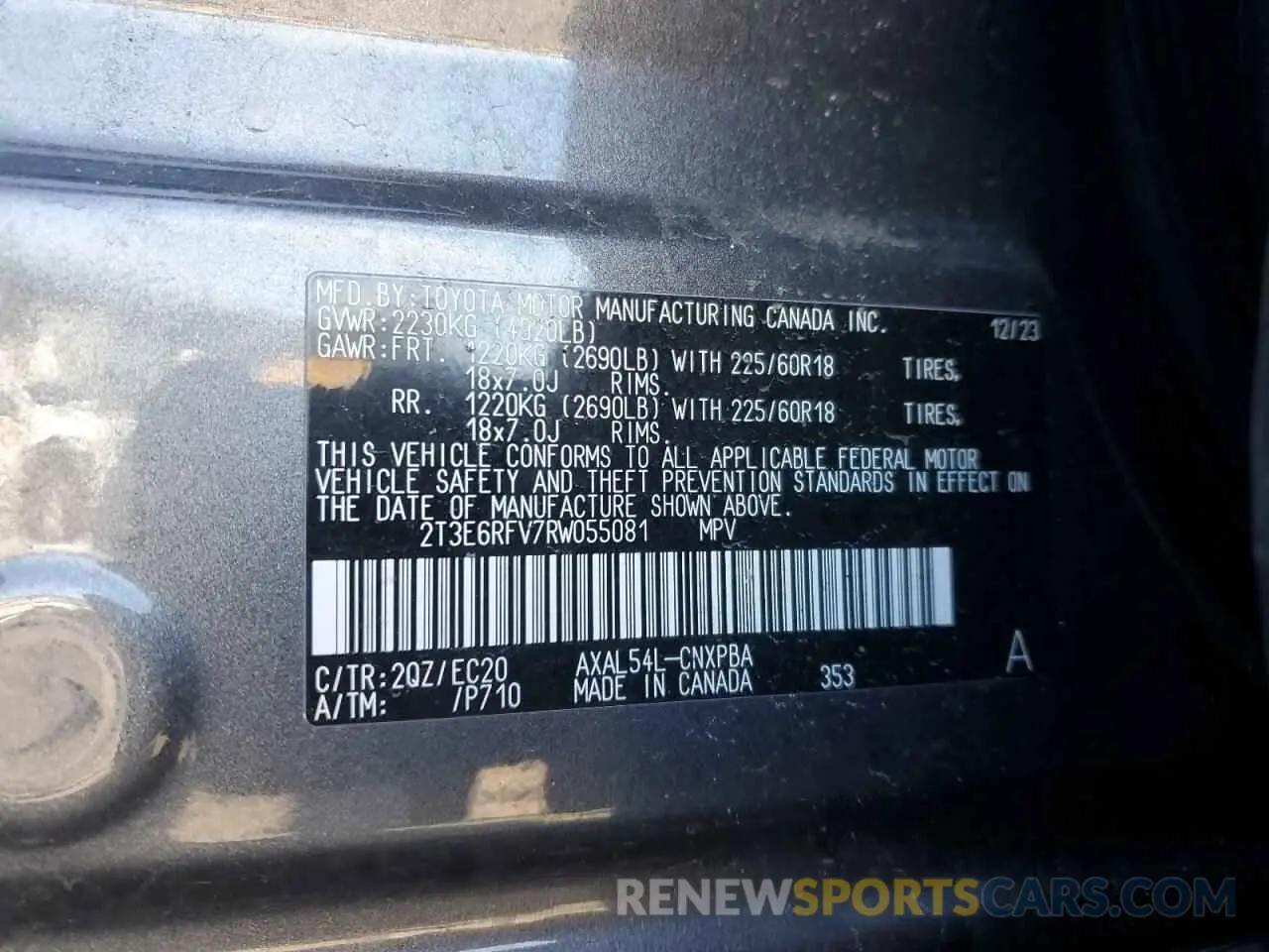13 Photograph of a damaged car 2T3E6RFV7RW055081 TOYOTA RAV4 2024