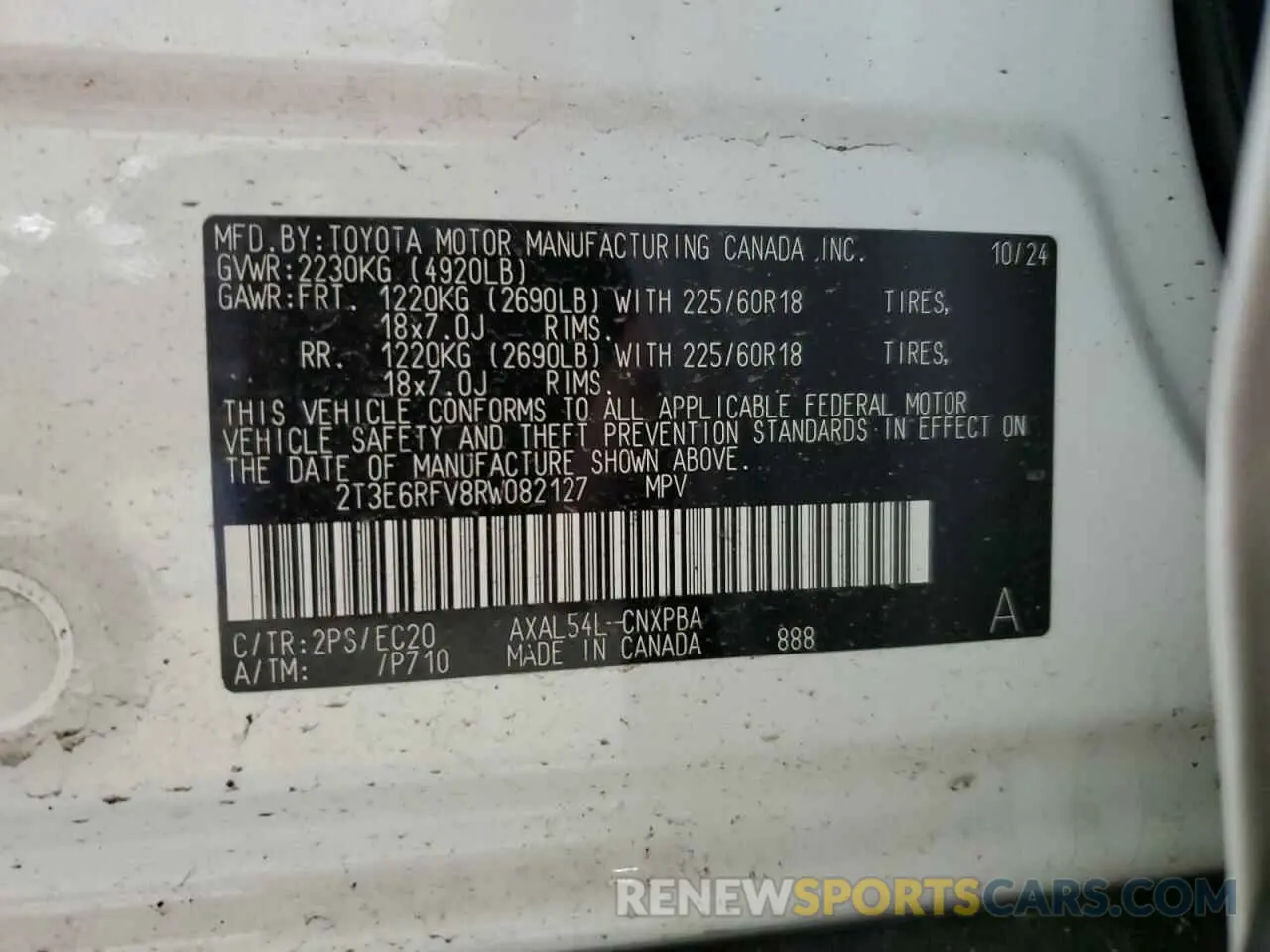 13 Photograph of a damaged car 2T3E6RFV8RW082127 TOYOTA RAV4 2024