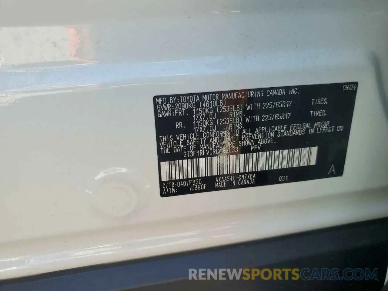 10 Photograph of a damaged car 2T3F1RFV0RC469033 TOYOTA RAV4 2024
