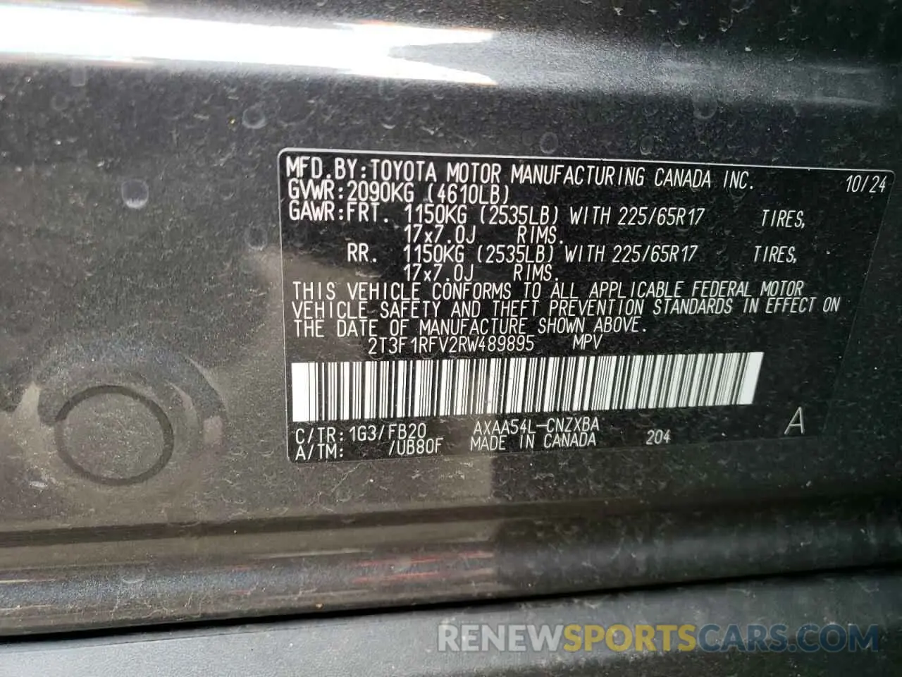 13 Photograph of a damaged car 2T3F1RFV2RW489895 TOYOTA RAV4 2024
