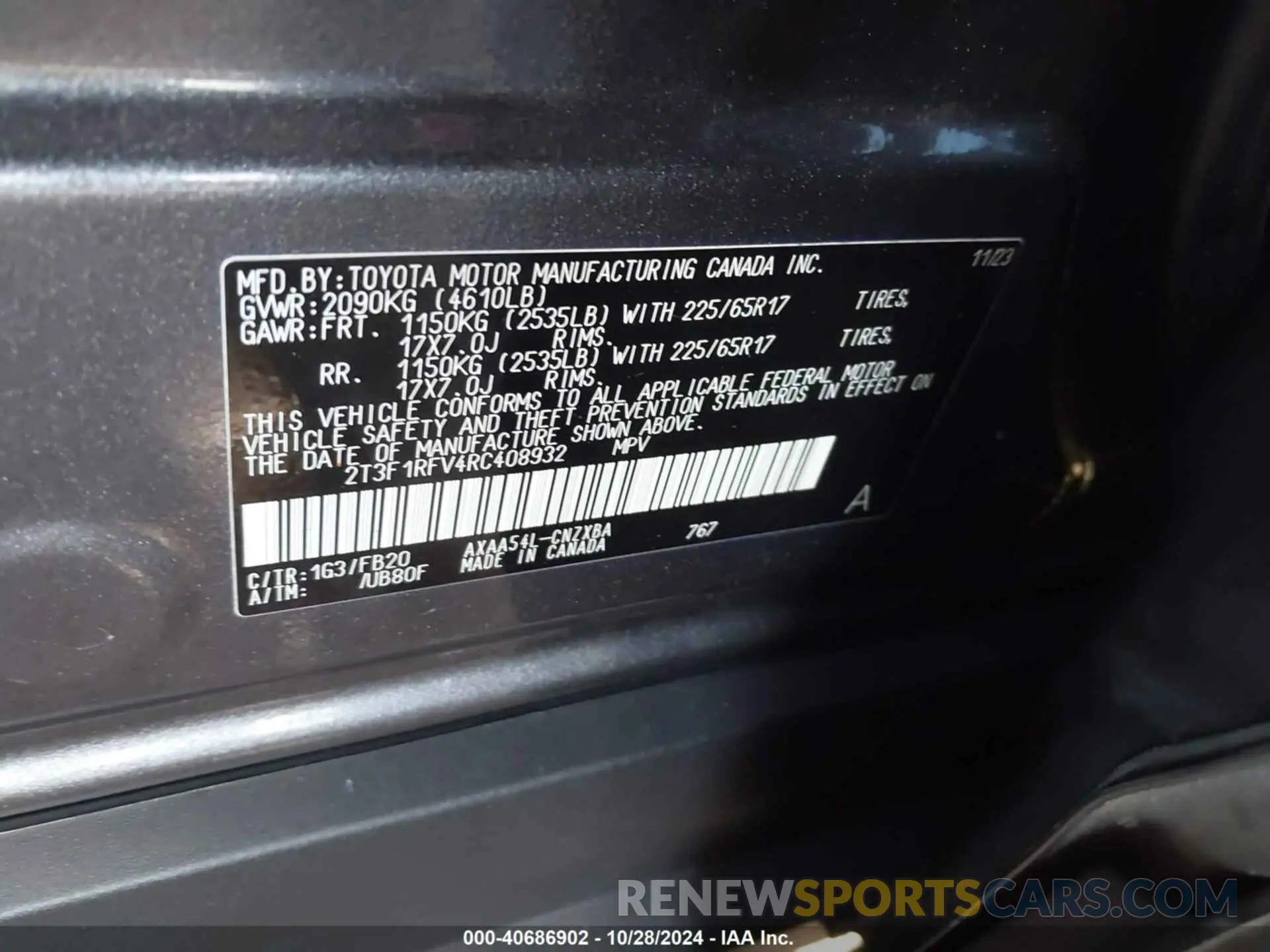 9 Photograph of a damaged car 2T3F1RFV4RC408932 TOYOTA RAV4 2024