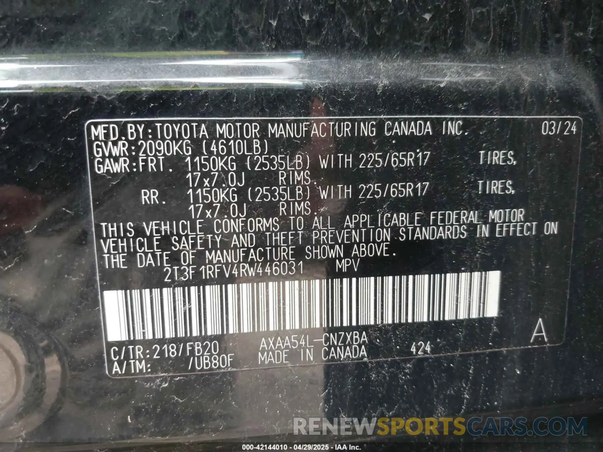 9 Photograph of a damaged car 2T3F1RFV4RW446031 TOYOTA RAV4 2024