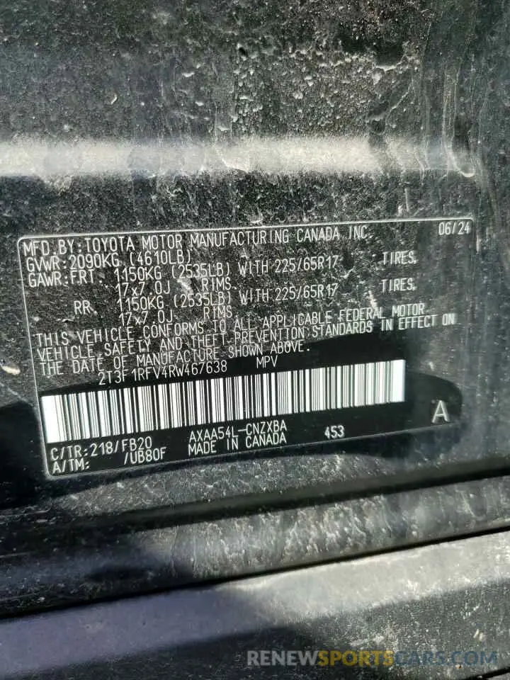 14 Photograph of a damaged car 2T3F1RFV4RW467638 TOYOTA RAV4 2024