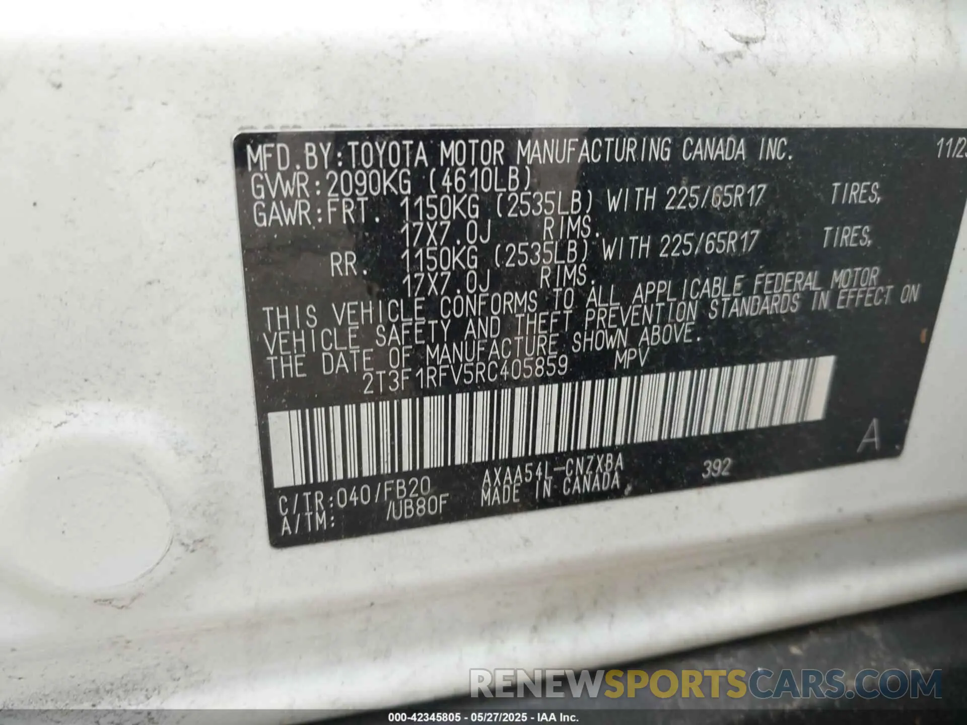 9 Photograph of a damaged car 2T3F1RFV5RC405859 TOYOTA RAV4 2024