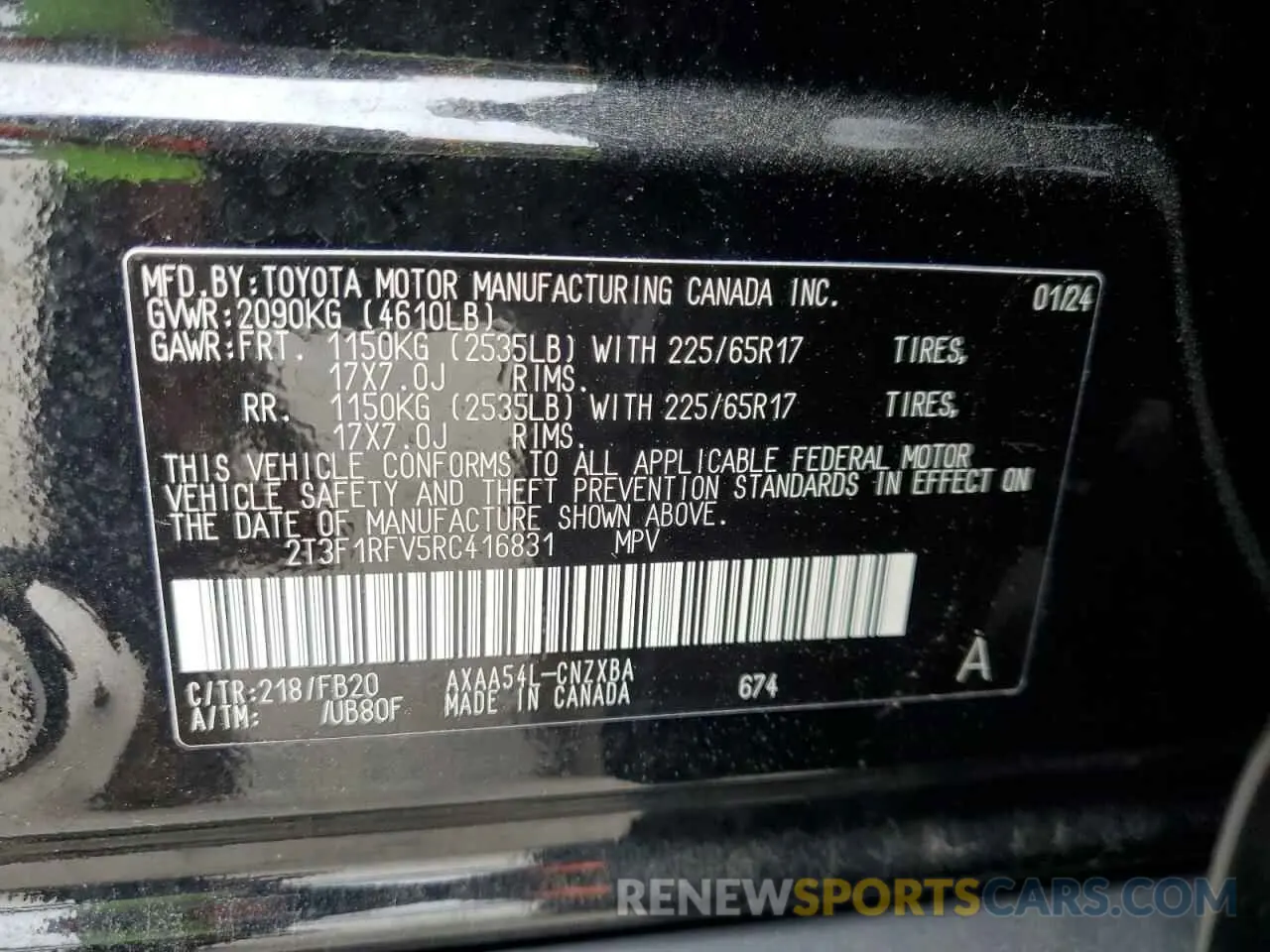 14 Photograph of a damaged car 2T3F1RFV5RC416831 TOYOTA RAV4 2024