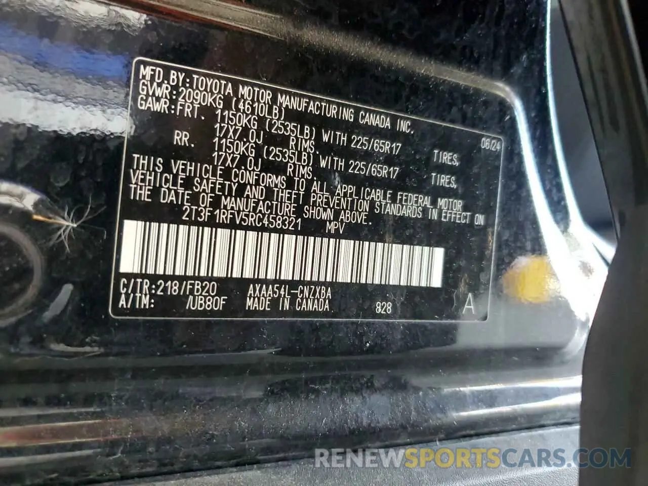 13 Photograph of a damaged car 2T3F1RFV5RC458321 TOYOTA RAV4 2024
