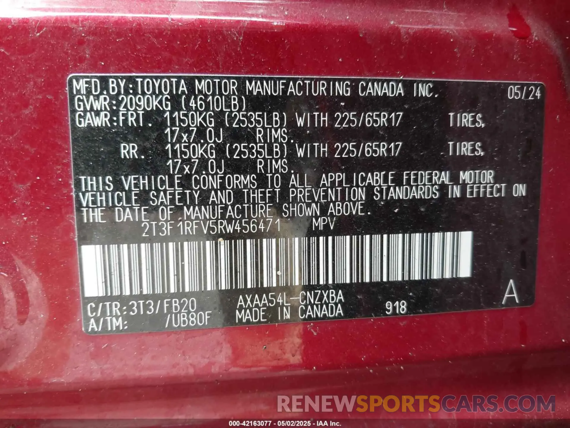 9 Photograph of a damaged car 2T3F1RFV5RW456471 TOYOTA RAV4 2024