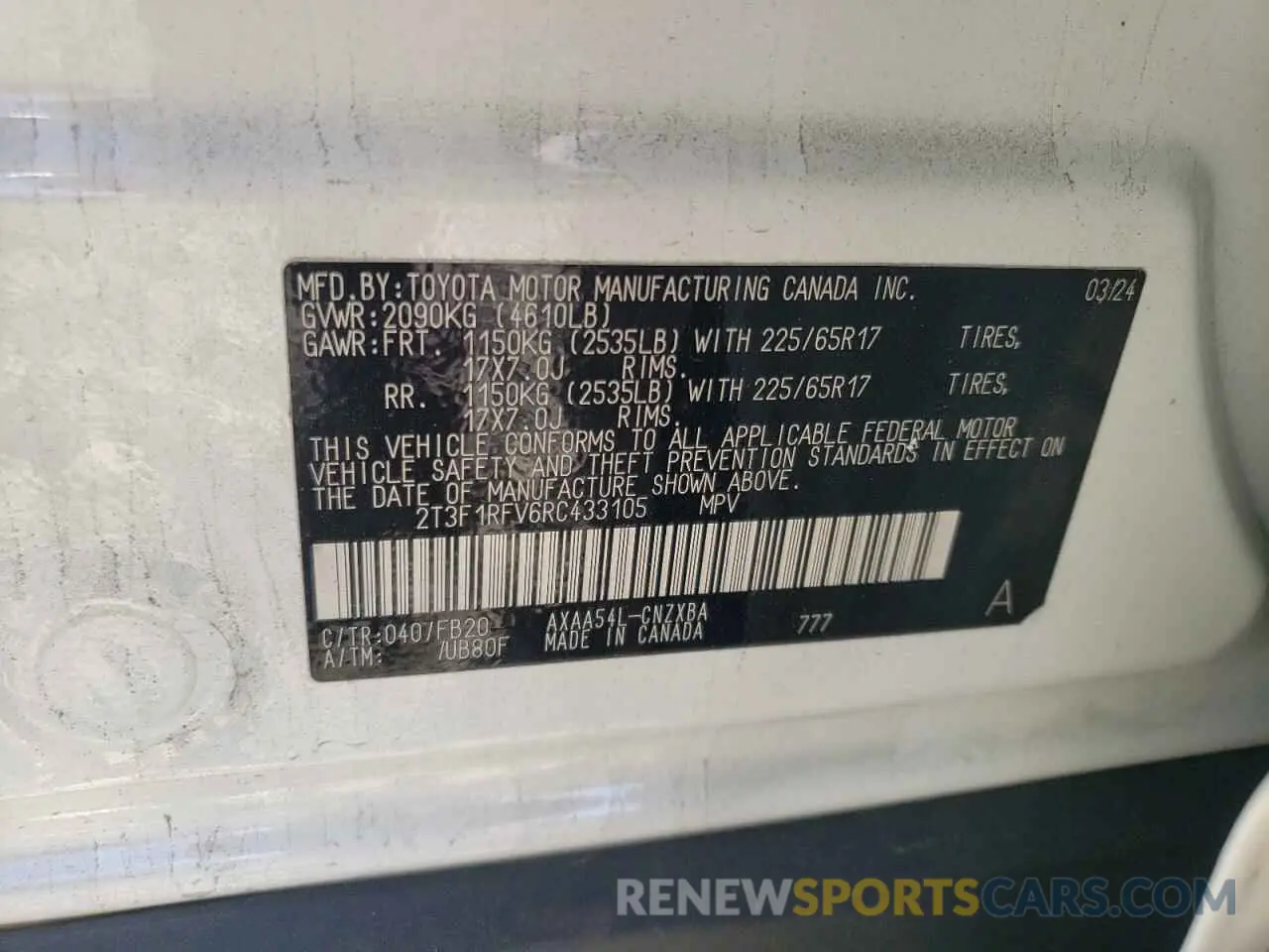 15 Photograph of a damaged car 2T3F1RFV6RC433105 TOYOTA RAV4 2024