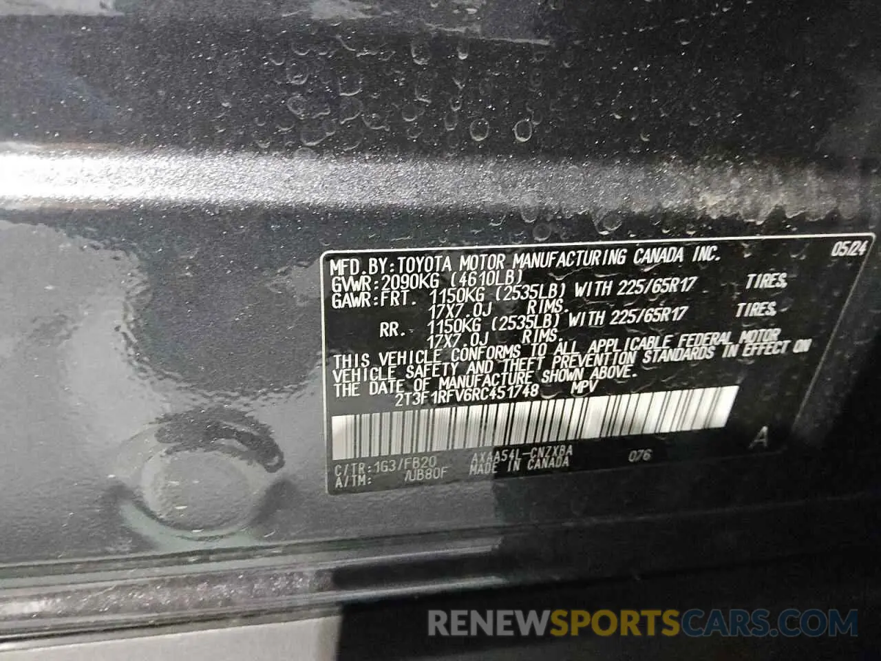 14 Photograph of a damaged car 2T3F1RFV6RC451748 TOYOTA RAV4 2024