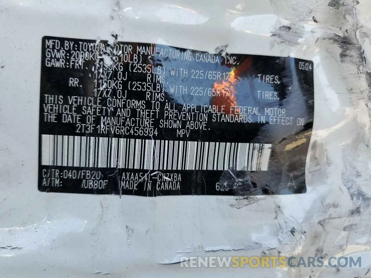 12 Photograph of a damaged car 2T3F1RFV6RC456934 TOYOTA RAV4 2024