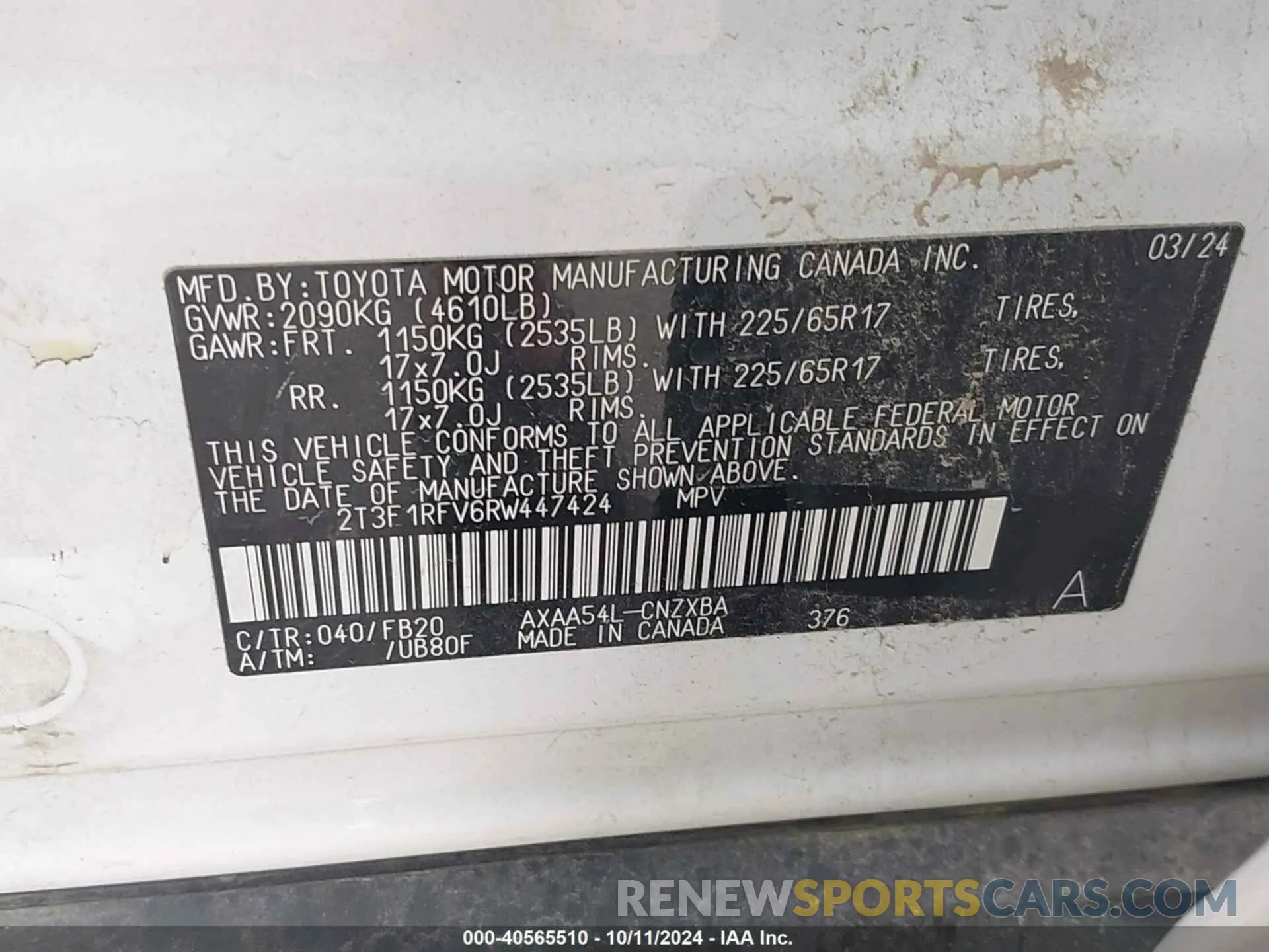 9 Photograph of a damaged car 2T3F1RFV6RW447424 TOYOTA RAV4 2024