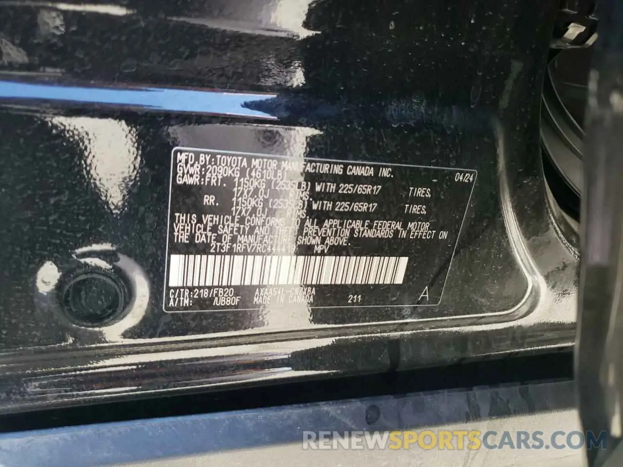 12 Photograph of a damaged car 2T3F1RFV7RC444419 TOYOTA RAV4 2024
