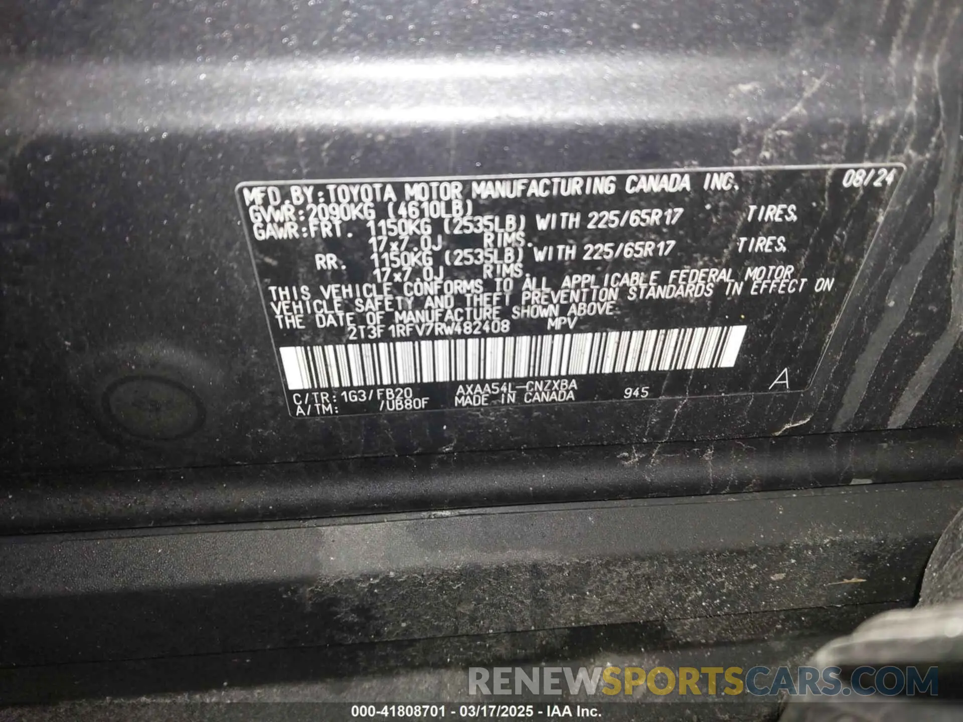 9 Photograph of a damaged car 2T3F1RFV7RW482408 TOYOTA RAV4 2024