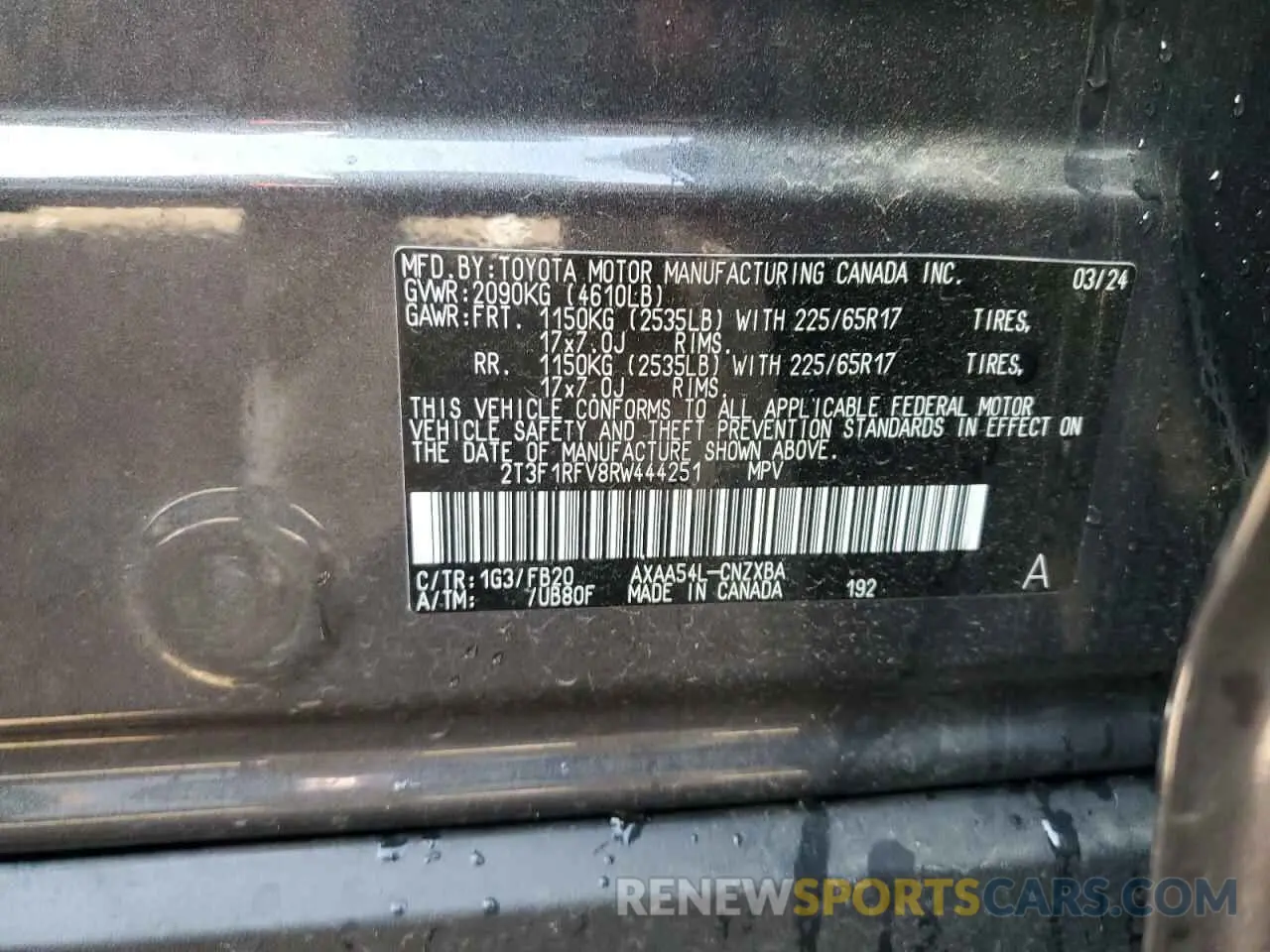 12 Photograph of a damaged car 2T3F1RFV8RW444251 TOYOTA RAV4 2024