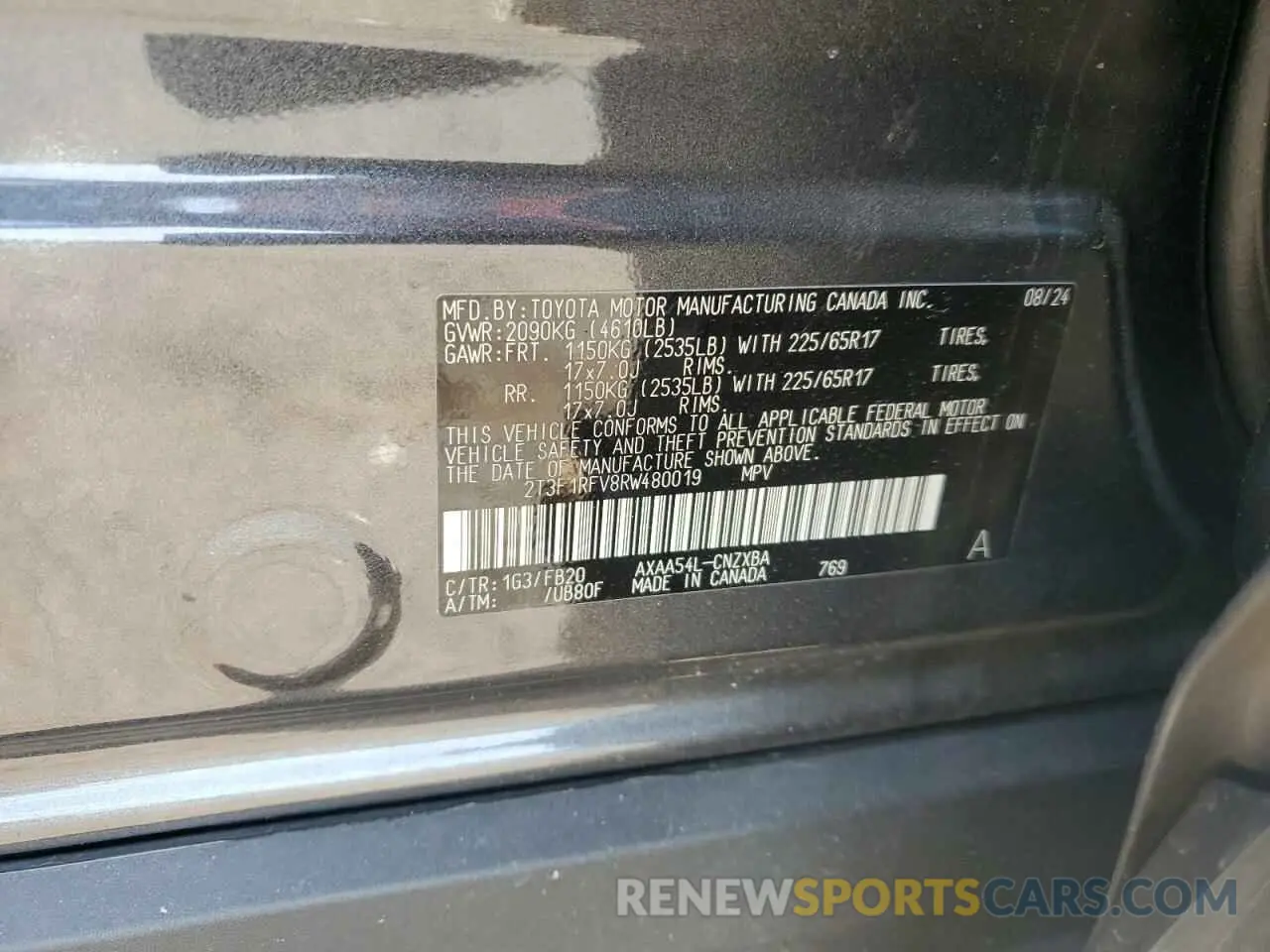 12 Photograph of a damaged car 2T3F1RFV8RW480019 TOYOTA RAV4 2024