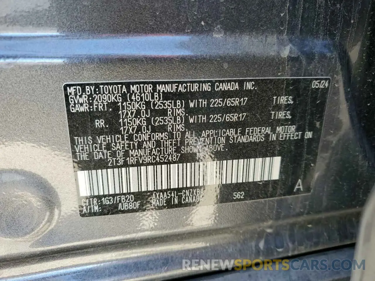 14 Photograph of a damaged car 2T3F1RFV9RC452487 TOYOTA RAV4 2024